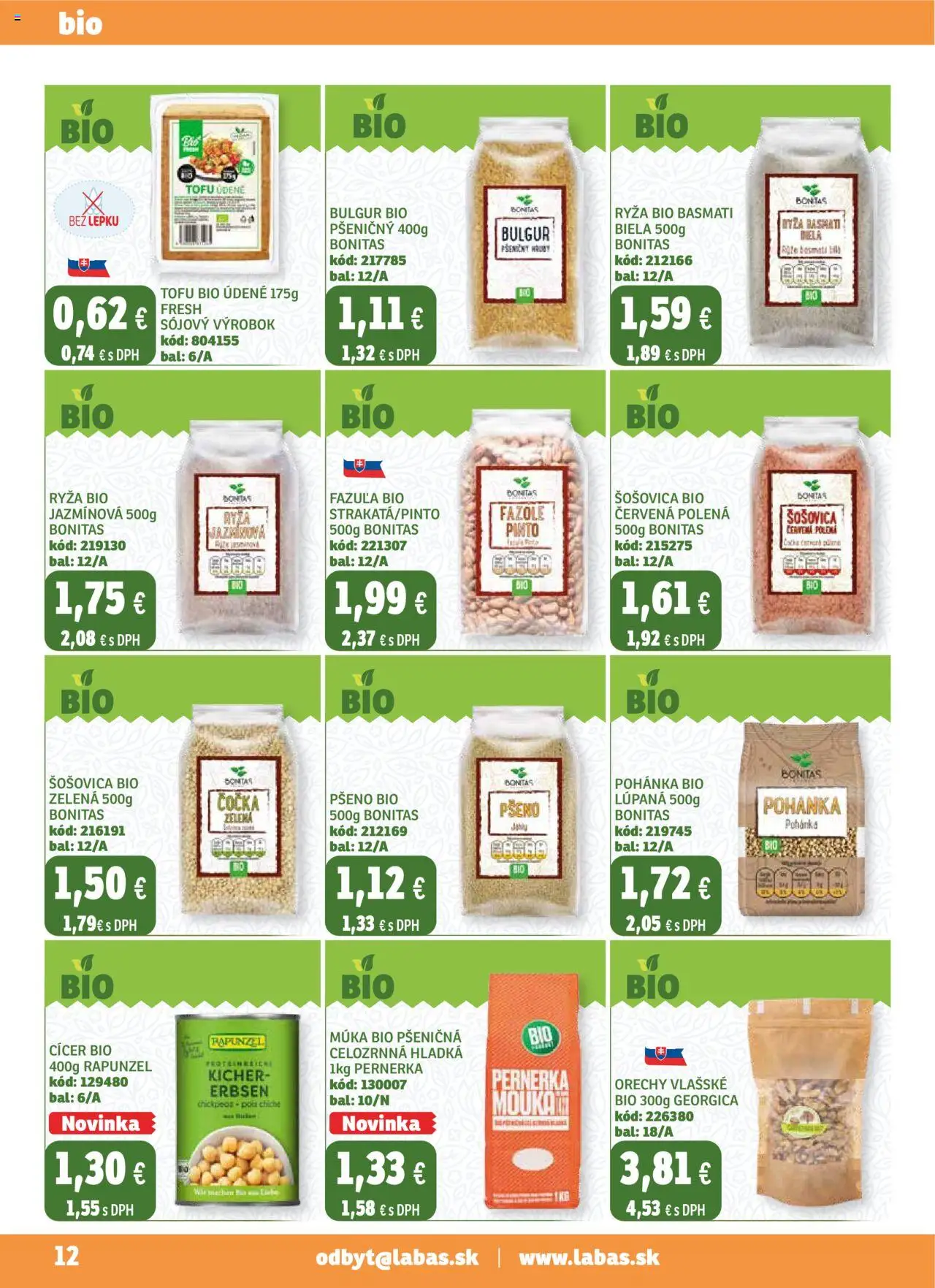Nové Labaš akcie – leták je platný od 05.09.2025 | Strana: 12 | Produkty: Ryža, Fazuľa, Šošovica, Múka