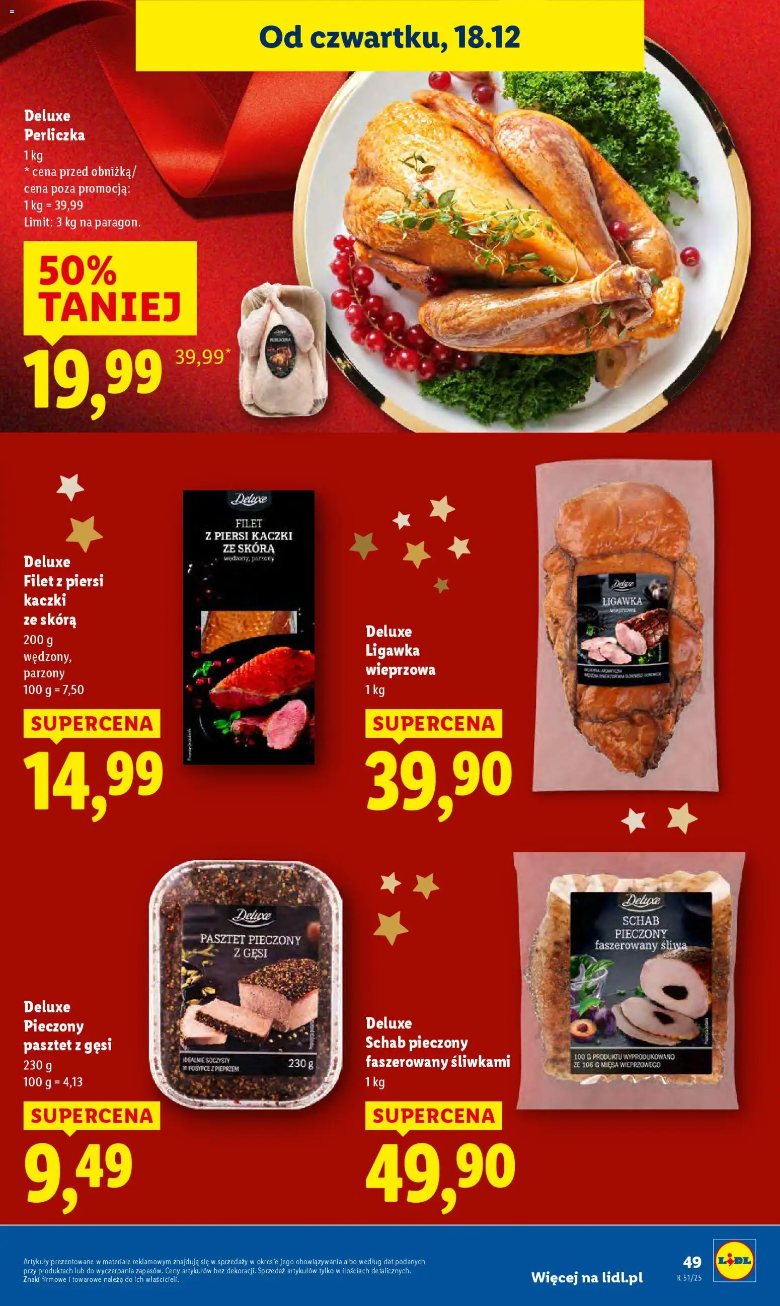Lidl Gazetka od 18.12.2025 | Strona: 51 | Produkty: Schab, Piersi, Schab pieczony, Perliczka