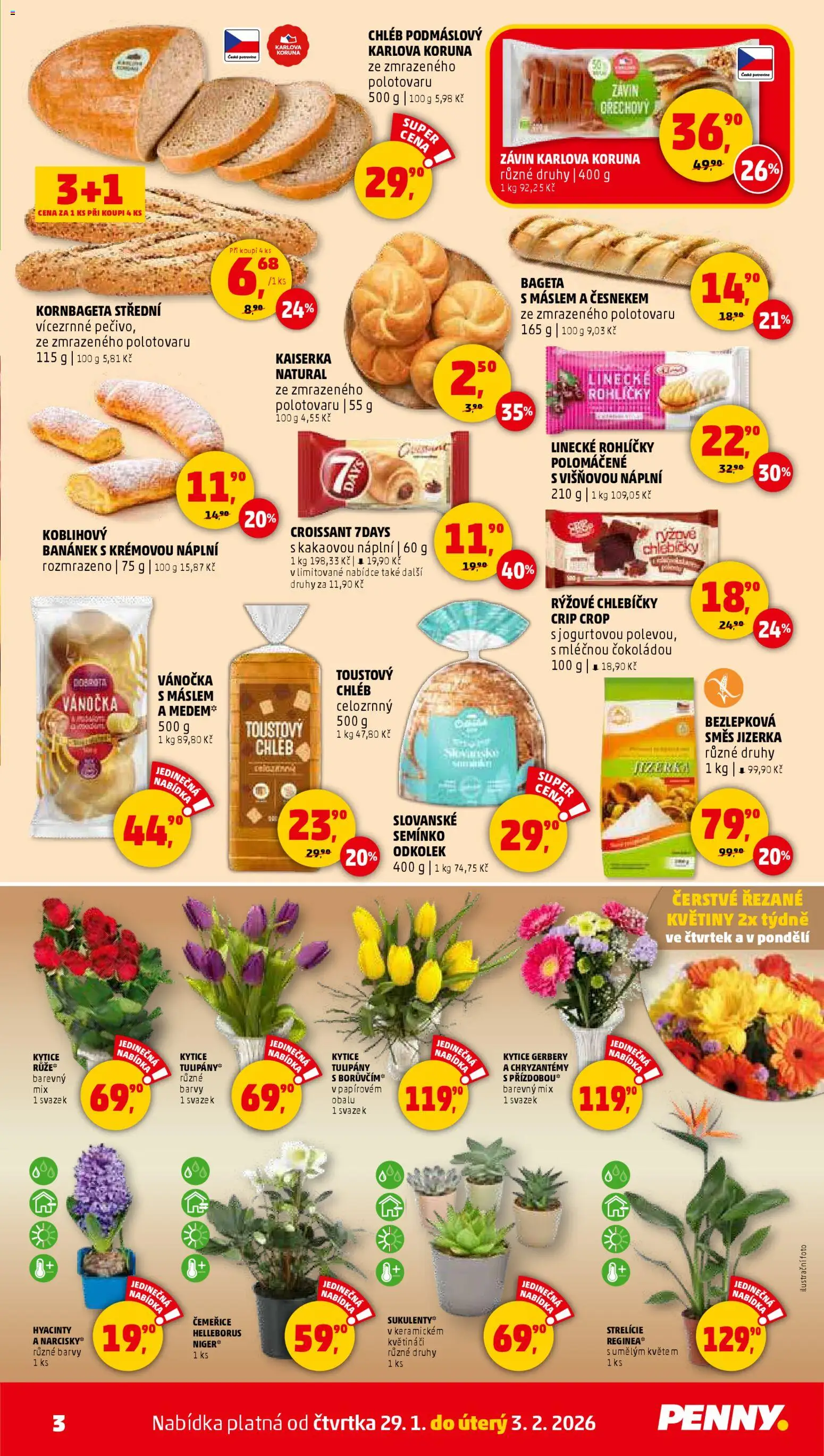 Penny Market leták - Čtvrtečník od 29.01.2026 | Strana: 3 | Produkty: Crip Crop, Tulipány, Kytice, Barvy