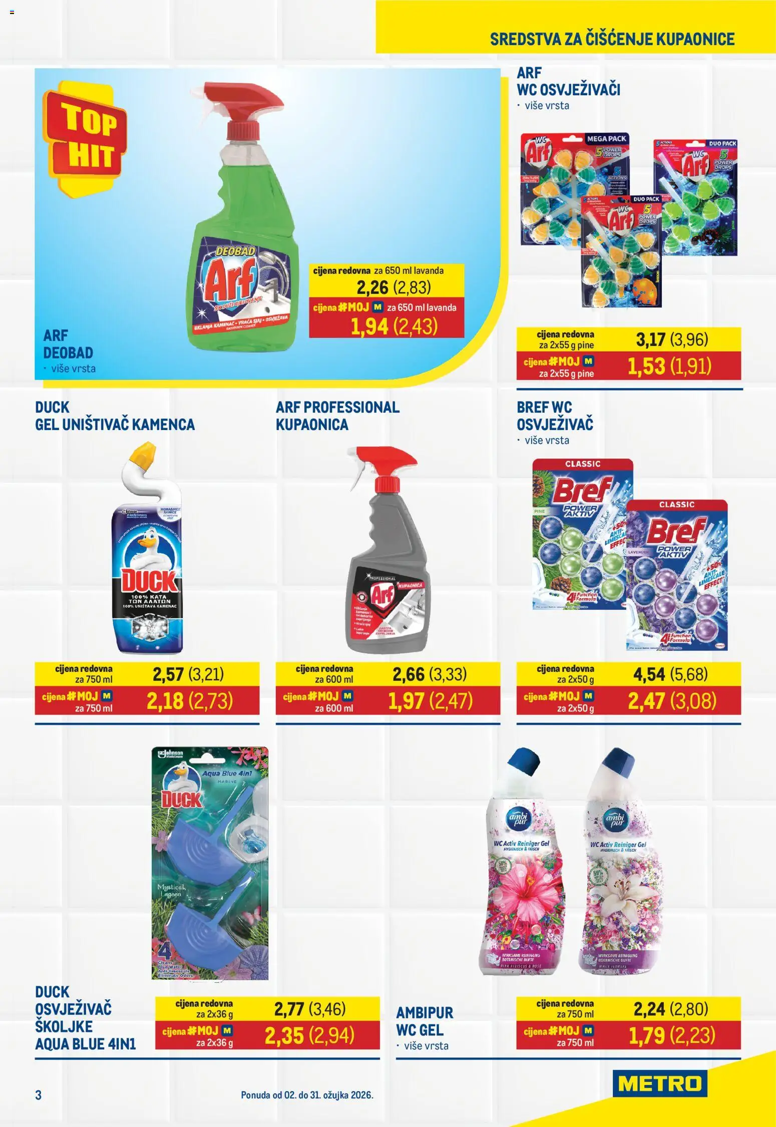 Metro katalog | vrijedi od 02.03.2026 | Stranica: 3 | Proizvodi: Kupaonica, Sredstva za čiščenje, Arf