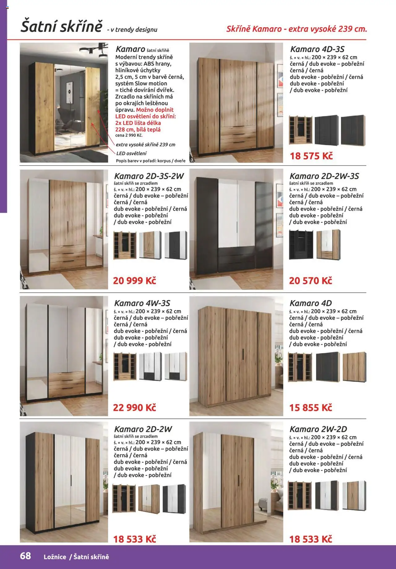 ORFA nábytek katalog 2025-2026 od 01.10.2025 | Strana: 68 | Produkty: Skříně, Zrcadlo, LED, Skříň