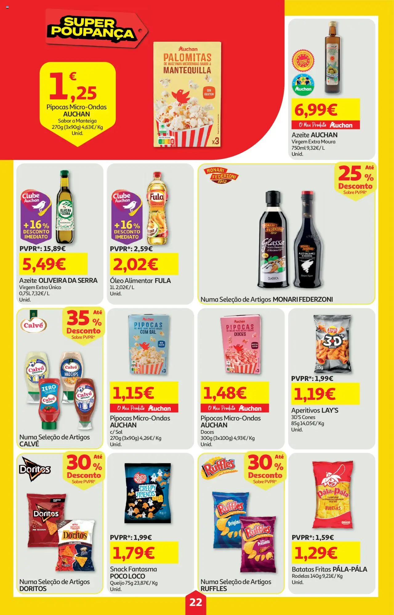 Auchan folheto │ válido de 16.10.2025 | Página: 22 | Produtos: Pipocas, Manteiga, Doces, Ketchup