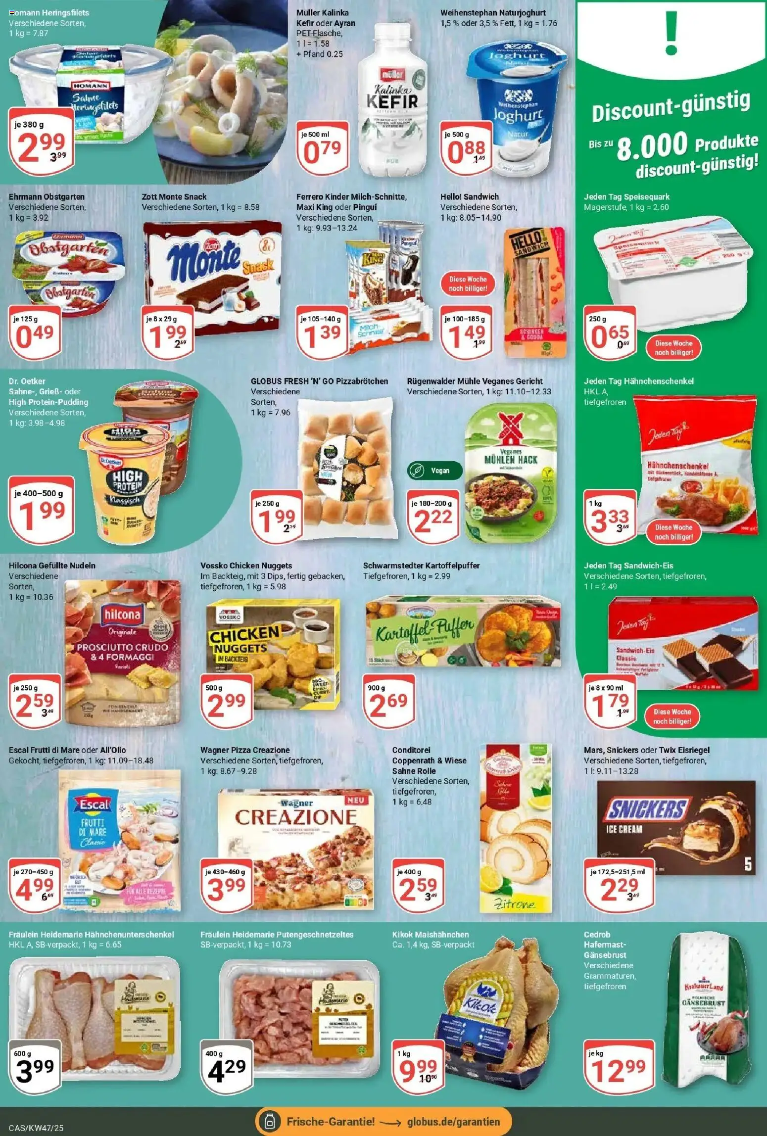 Globus prospekt Castrop-Rauxel	 – gültig ab 17.11.2025 | Seite: 8 | Produkte: Mühle, Joghurt, Snickers, Speisequark