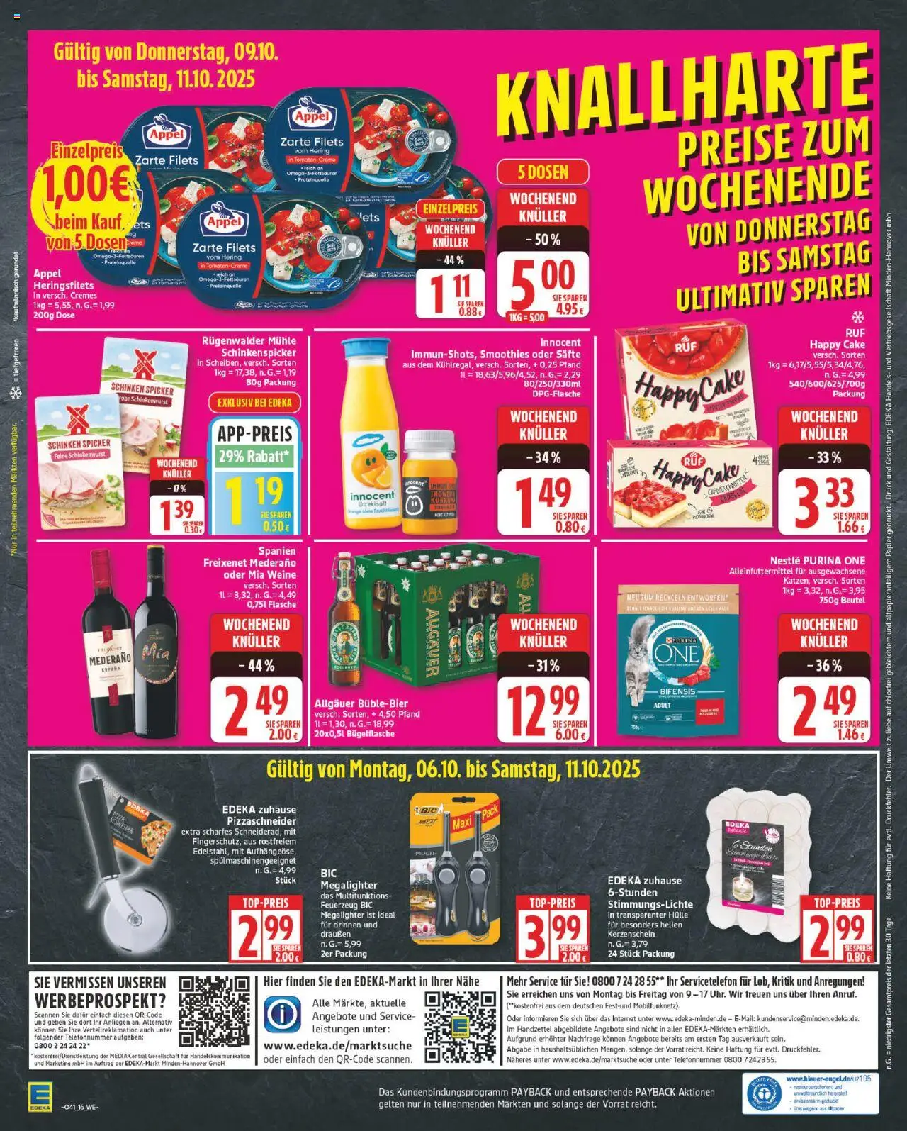 Edeka Prospekt 	 – gültig ab 06.10.2025 | Seite: 16 | Produkte: Purina one, Hülle, Cutter, Pizza