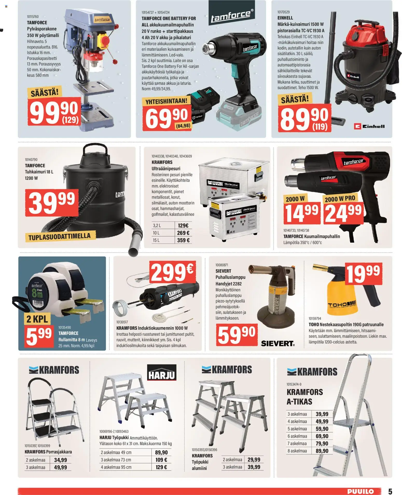 Puuilo tarjoukset – voimassa 05.01.2026 alkaen | Sivu: 5 | Tuotteet: Rullamitta, Akku