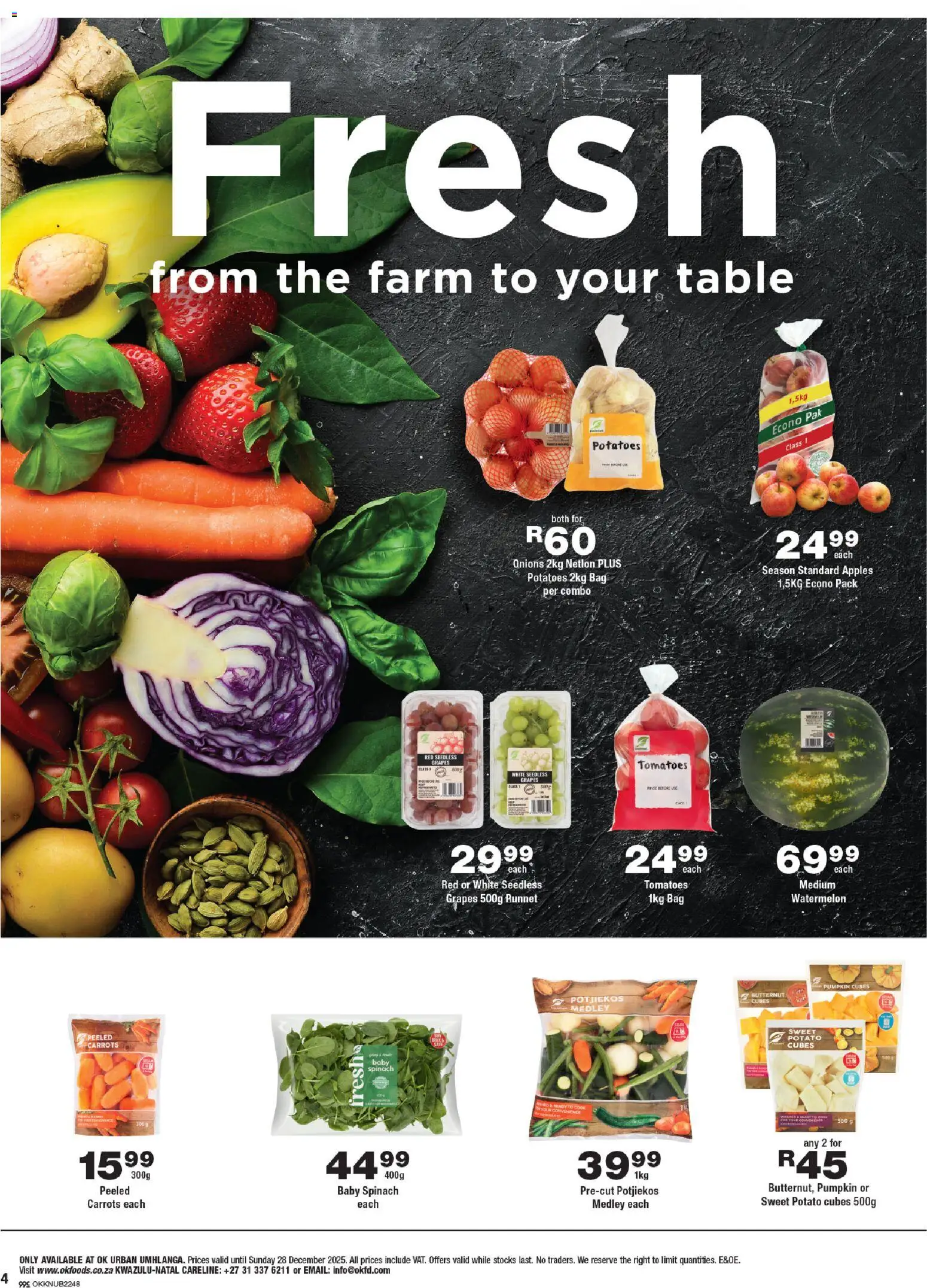 New OK Foods catalogue – valid from 10.12.2025 | Page: 4 | Products: Bag, Table, Carrots, Potatoes