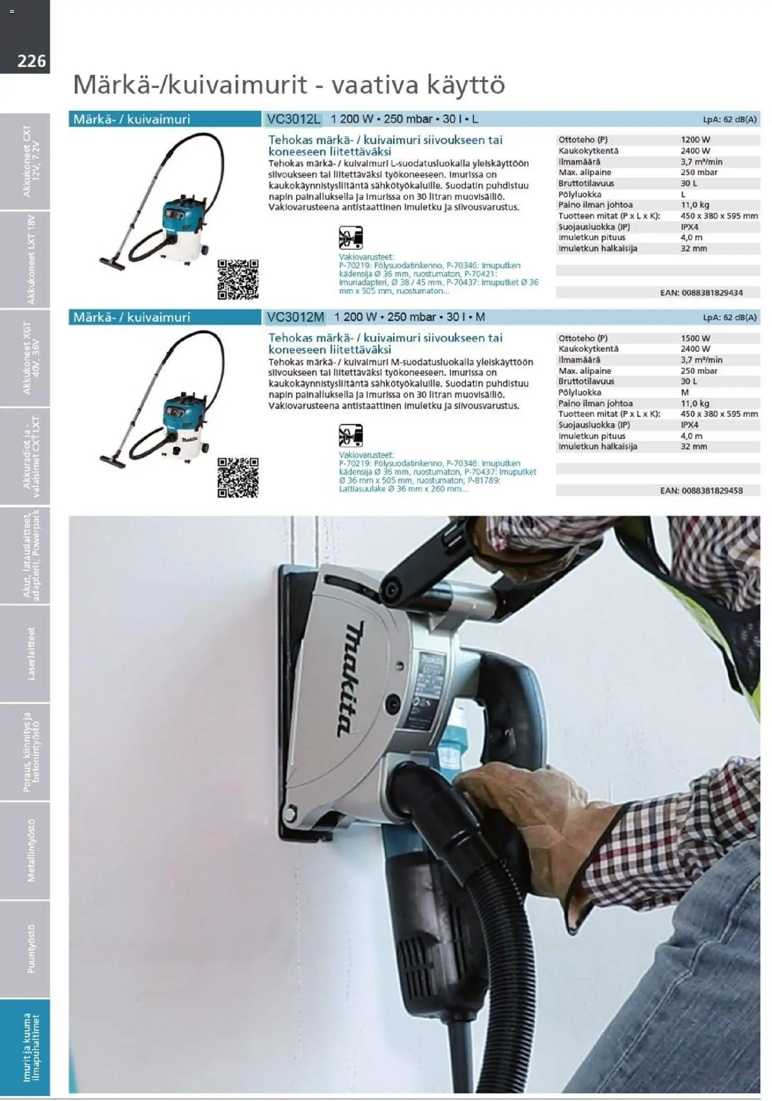 Makita - Tuoteluettelo 2026 – voimassa 24.03.2026 alkaen | Sivu: 226