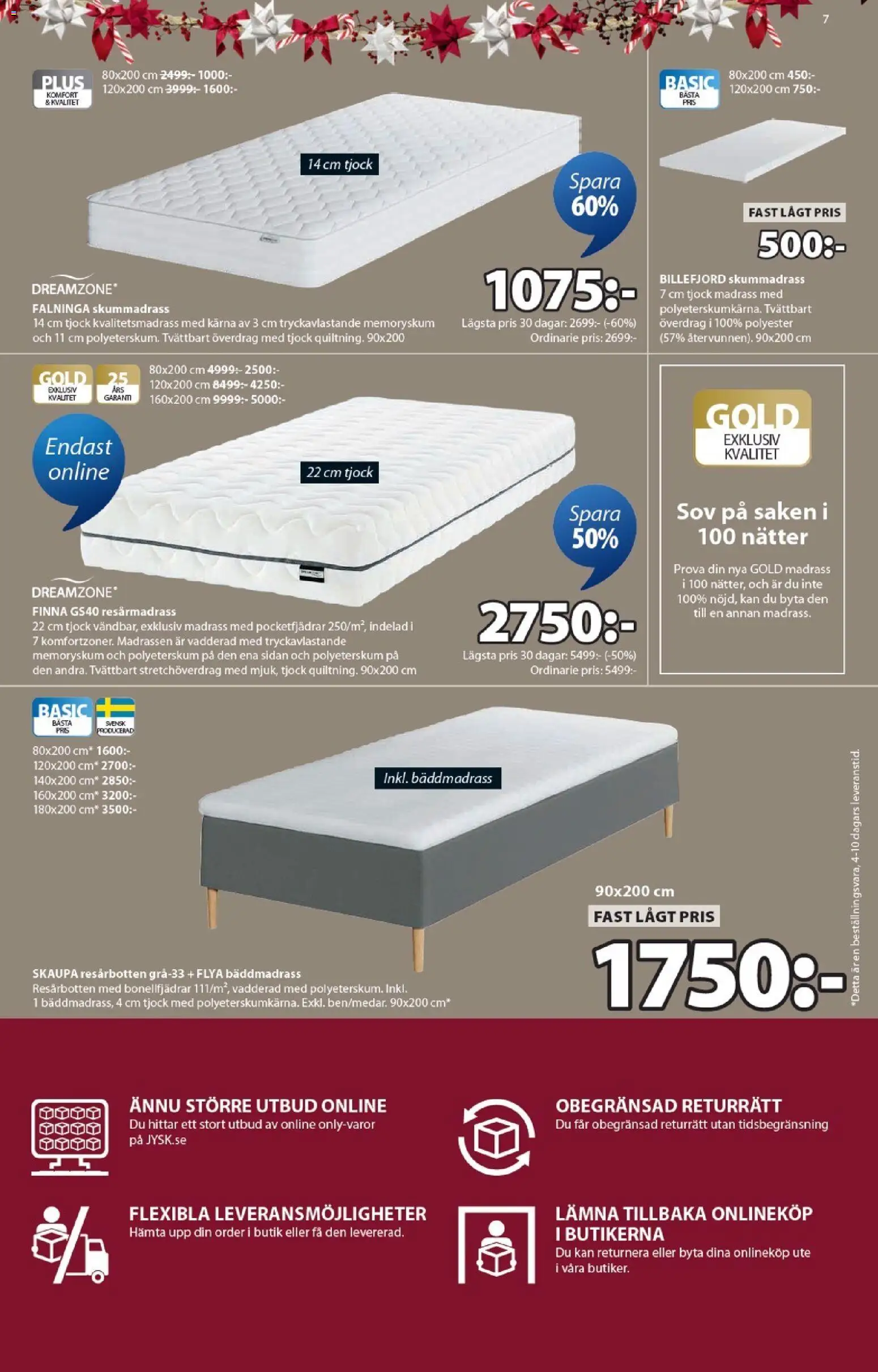 JYSK reklamblad aktuell från 03.11.2025 | Sida: 7 | Produkter: Bäddmadrass, Resårmadrass, Skummadrass, Madrass