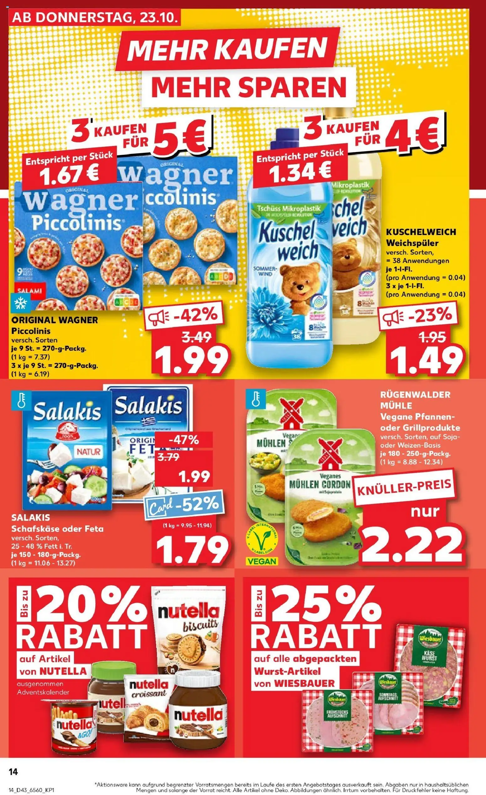 Kaufland prospekt Beckum	 – gültig ab 27.10.2025 | Seite: 14 | Produkte: Weichspüler, Salakis, Salami, Pizza
