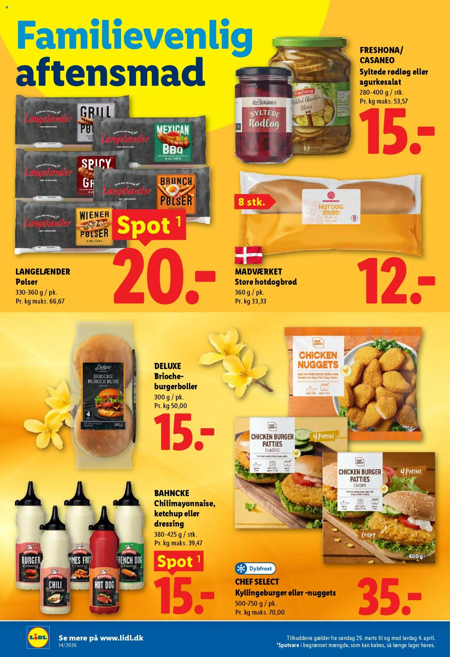 Lidl tilbudsavis – gyldig fra 29.03.2026 | Side: 14 | Produkter: Dressing, Hotdogbrød, Burgerboller, Grill