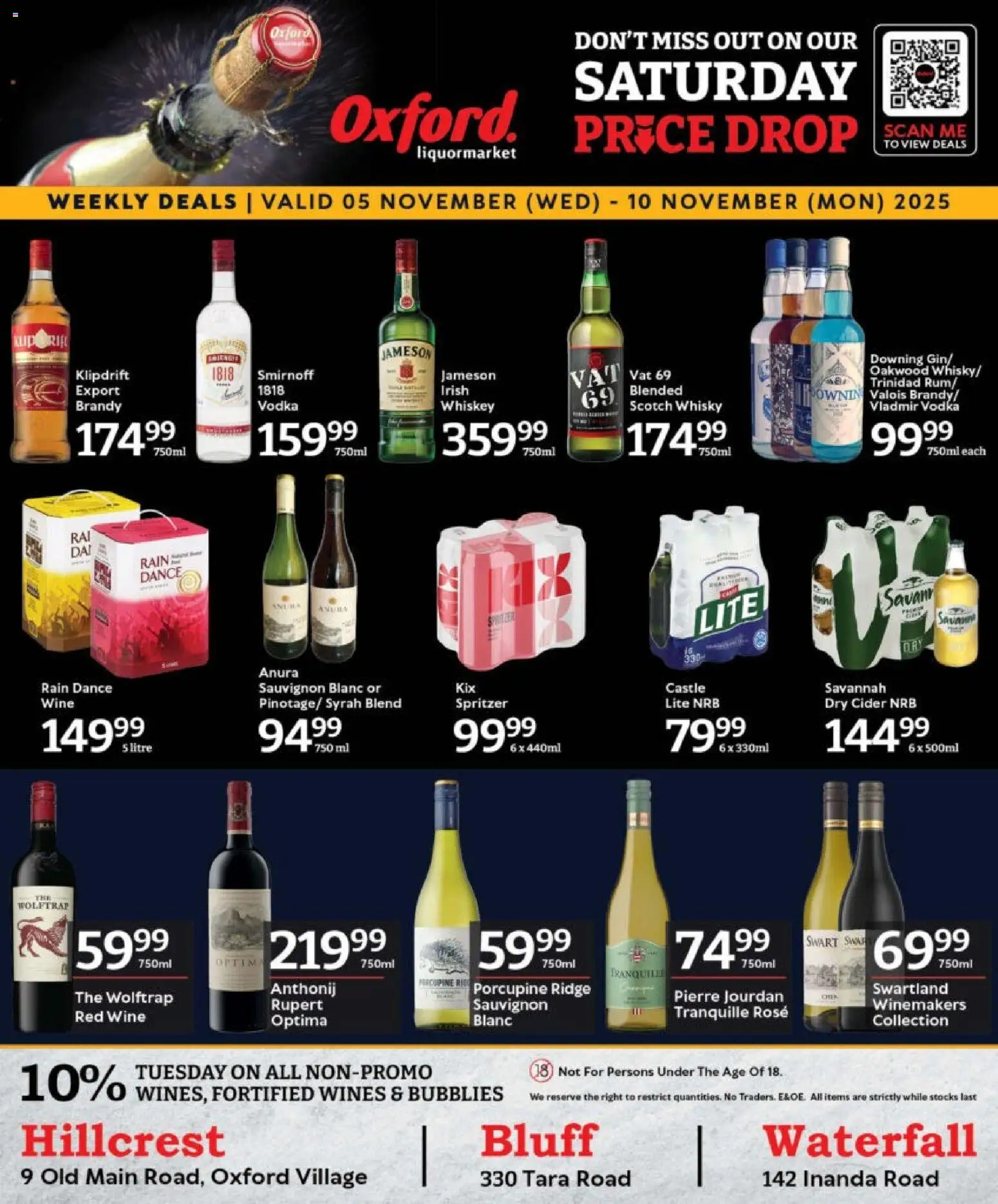 New Oxford Freshmarket catalogue – valid from 05.11.2025 | Page: 1 | Products: Brandy, Wine, Vodka, Whiskey