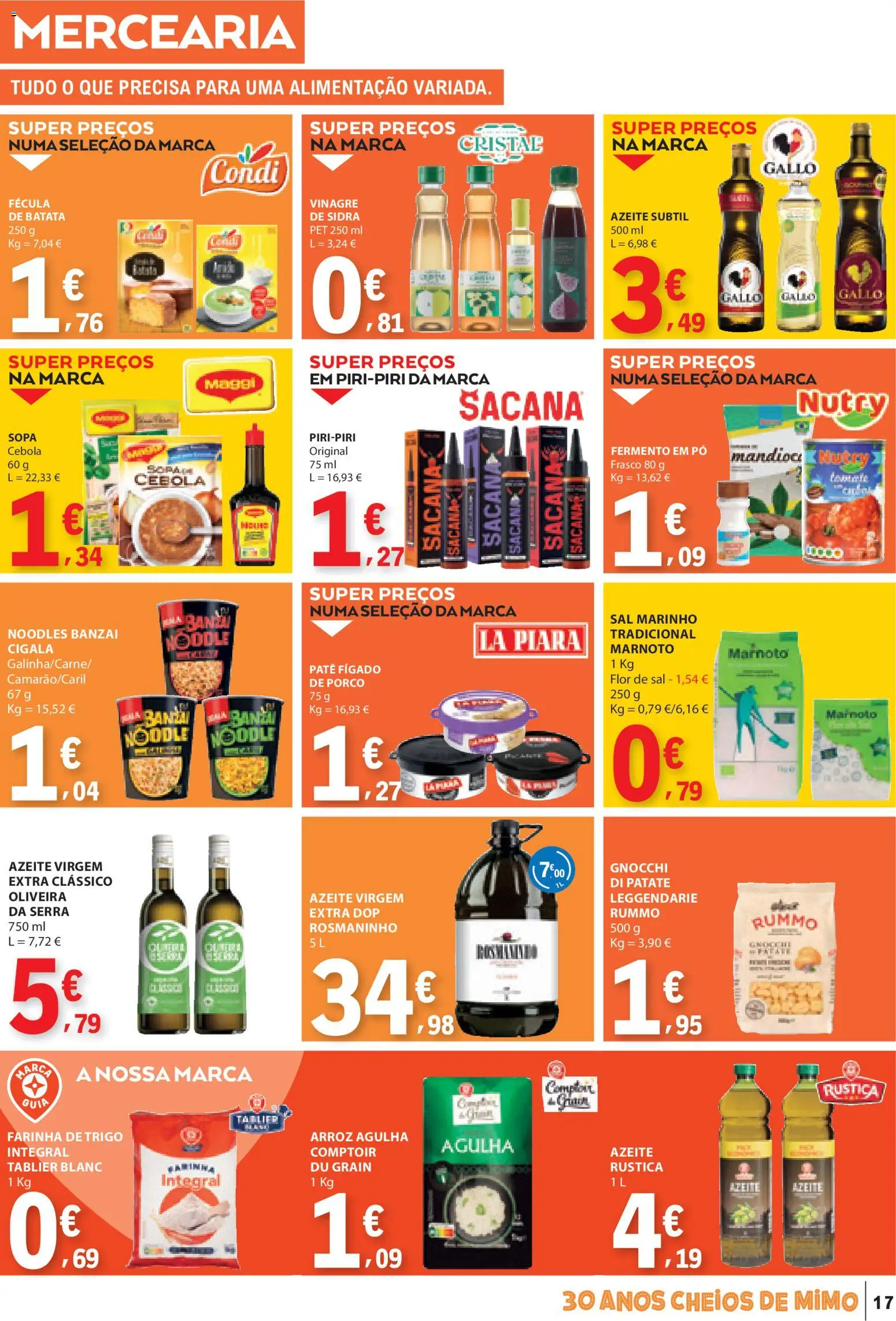 E.Leclerc folheto │ válido de 05.03.2026 | Página: 17 | Produtos: Azeite, Farinha de trigo, Gnocchi, Cebola