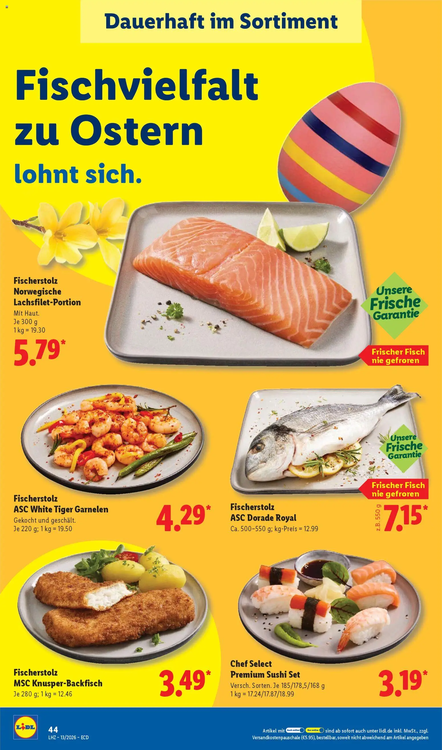 Lidl Prospekt – gültig ab 23.03.2026 | Seite: 66 | Produkte: Dorade, Garnelen, Fisch, Tiger garnelen
