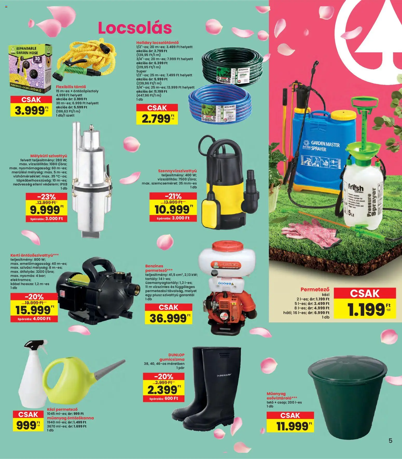 Interspar akciós ujság - amely érvényes a következő dátumtól: 12.03.2026 | Oldal: 5 | Termékek: Öntözőkanna, Kábel, Permetező, Kézi permetező