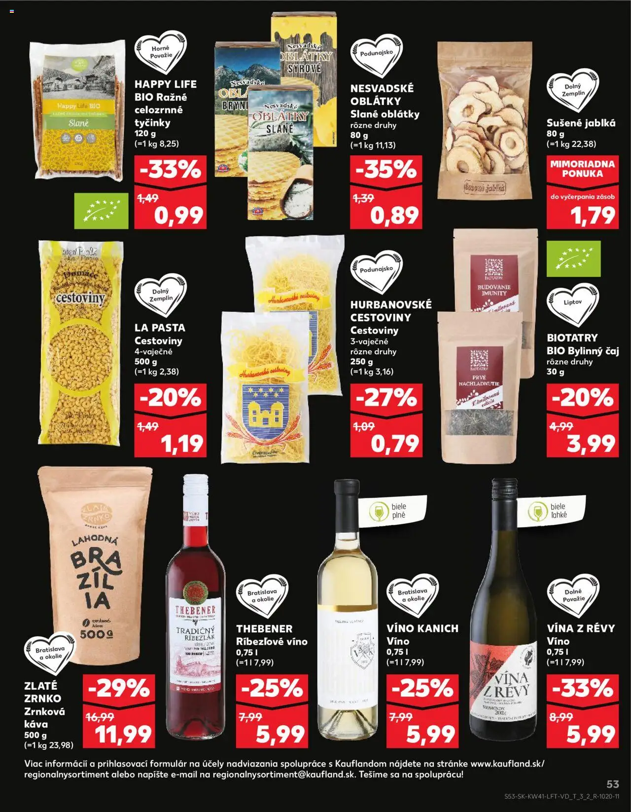 Nové Kaufland akcie – leták je platný od 09.10.2025 | Strana: 53 | Produkty: Káva, Jablká, Čaj, Cestoviny