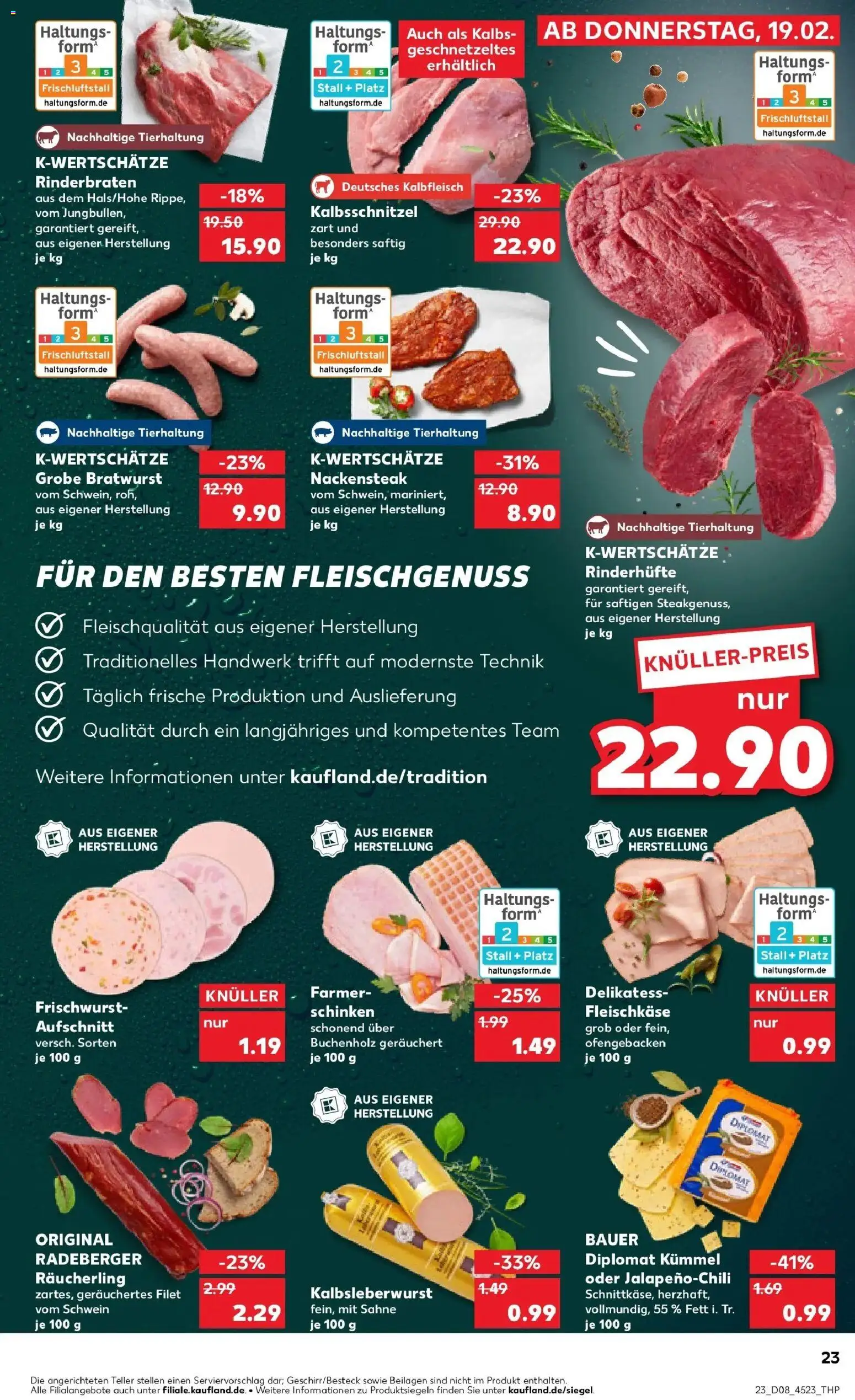 Kaufland prospekt Backnang	 – gültig ab 19.02.2026 | Seite: 31 | Produkte: Rinderbraten, Bratwurst, Steak, Sahne