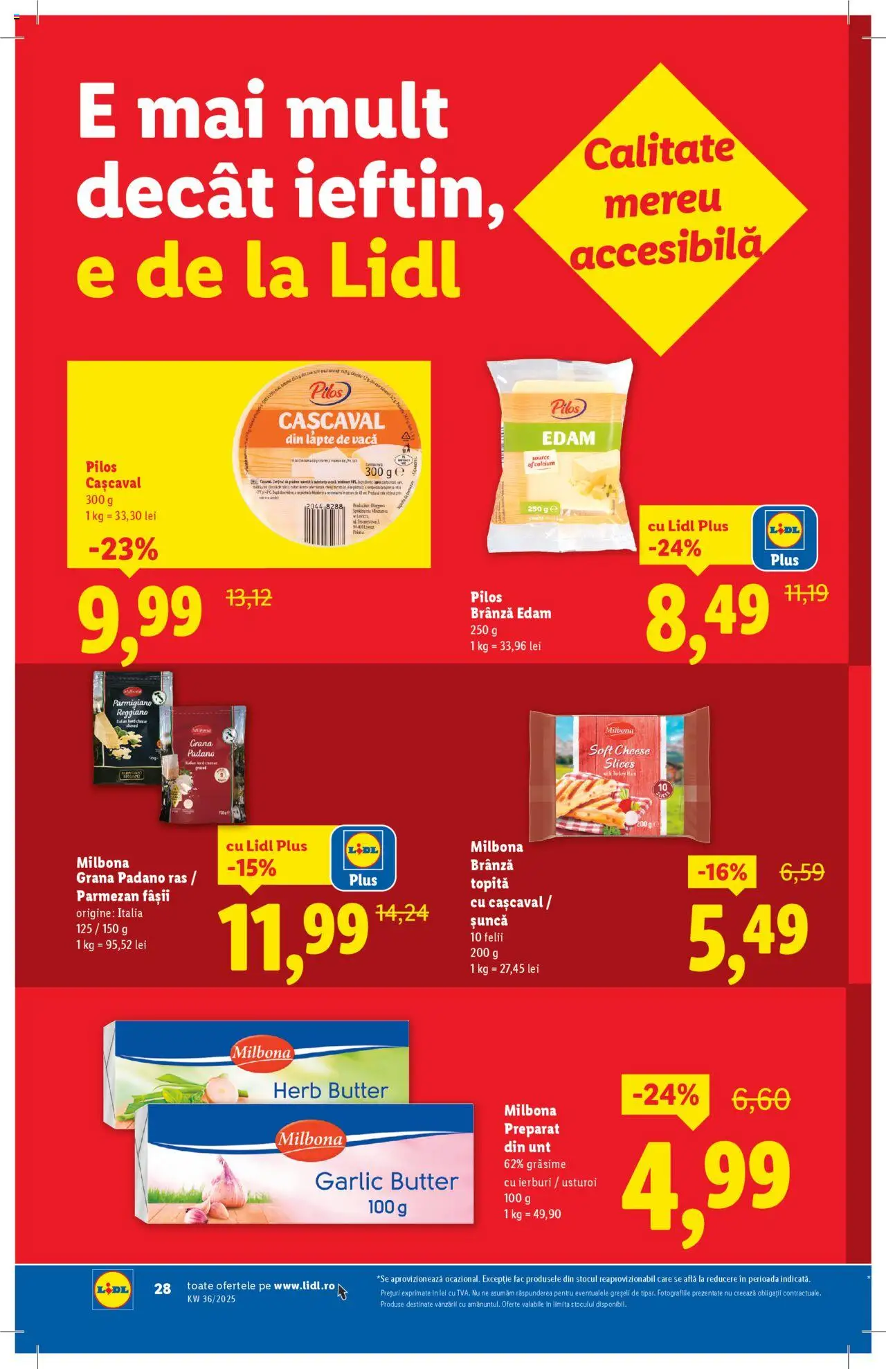 Catalog Lidl – valabil de la 01.09.2025 | Pagină: 28 | Produse: Lapte, Șuncă, Parmezan, Usturoi