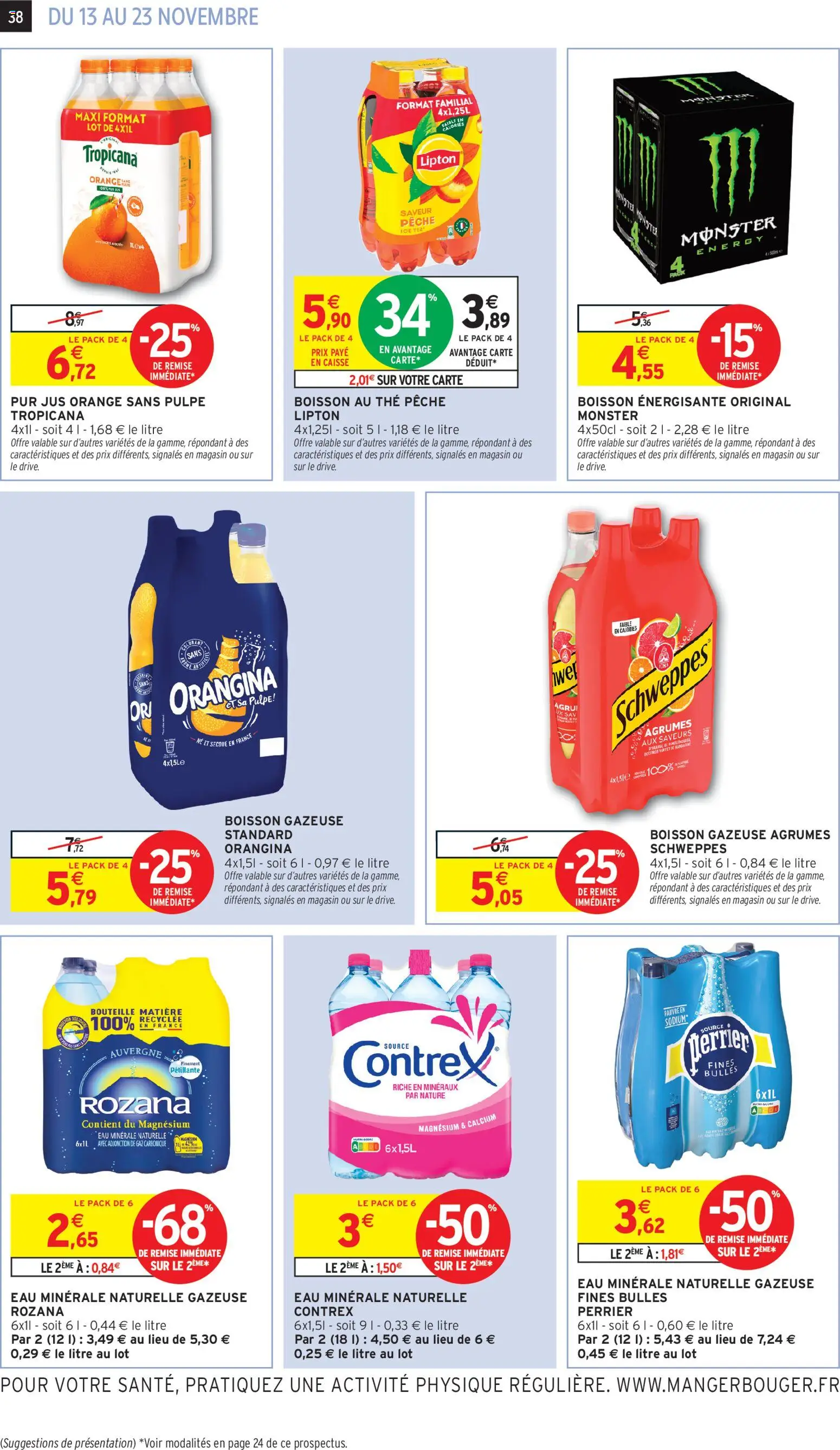 {H1} | Page: 38 | Produits: Pêche, Eau minerale naturelle Contrex, Jus, Thé