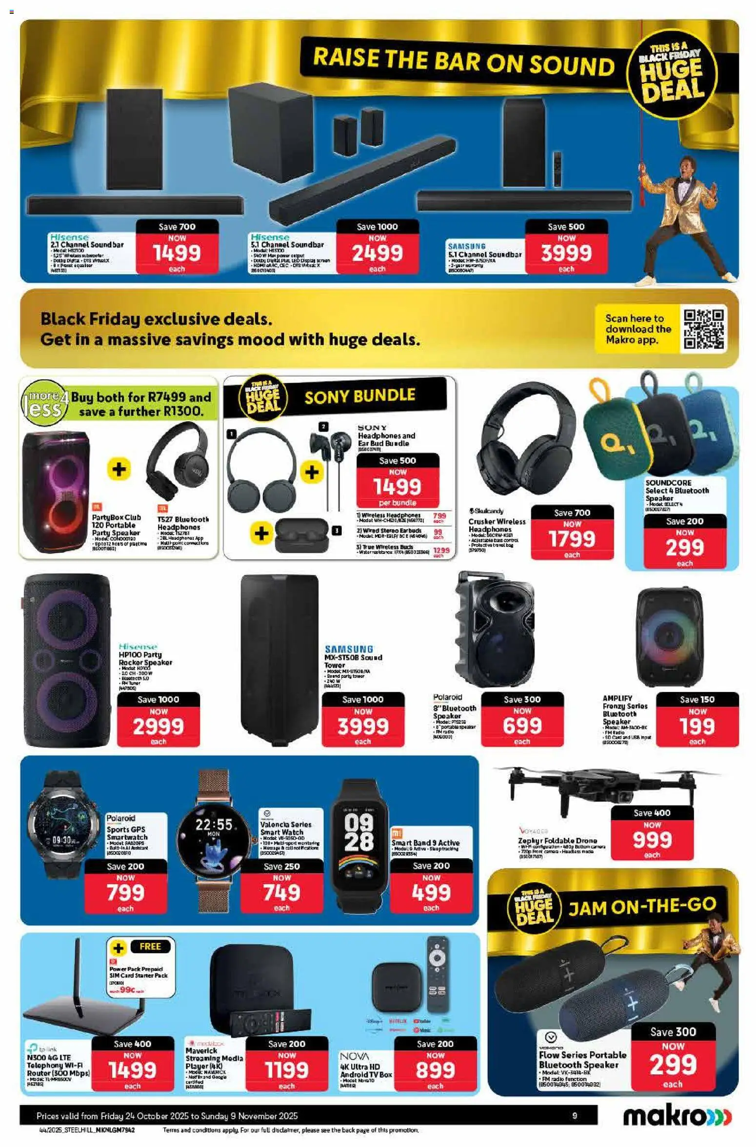New Makro catalogue – valid from 24.10.2025 | Page: 9 | Products: Sim, Earbuds, Headphones, Soundbar