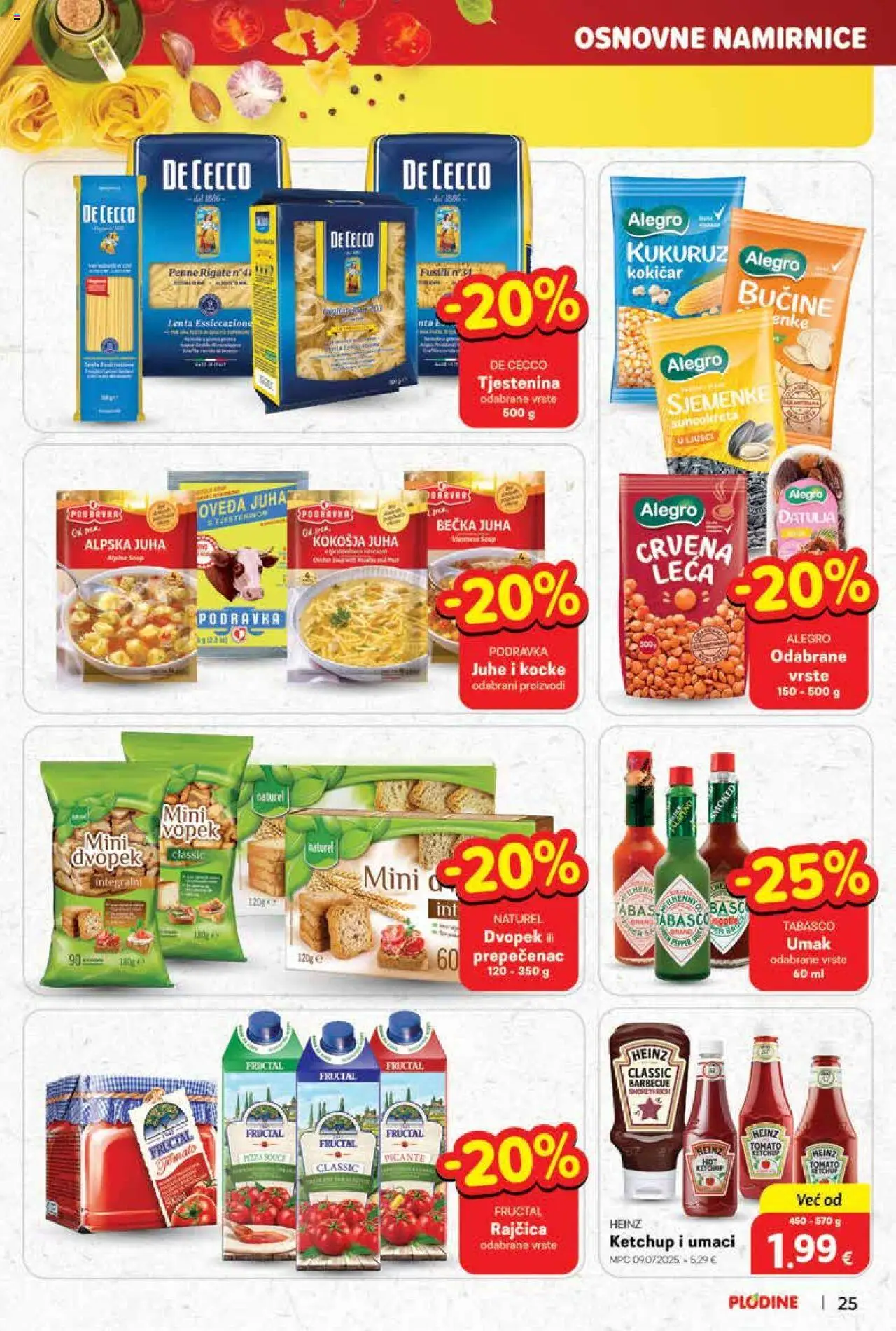 Plodine katalog | vrijedi od 01.10.2025 | Stranica: 25 | Proizvodi: Tjestenina, Juha, Umak, Rajčica