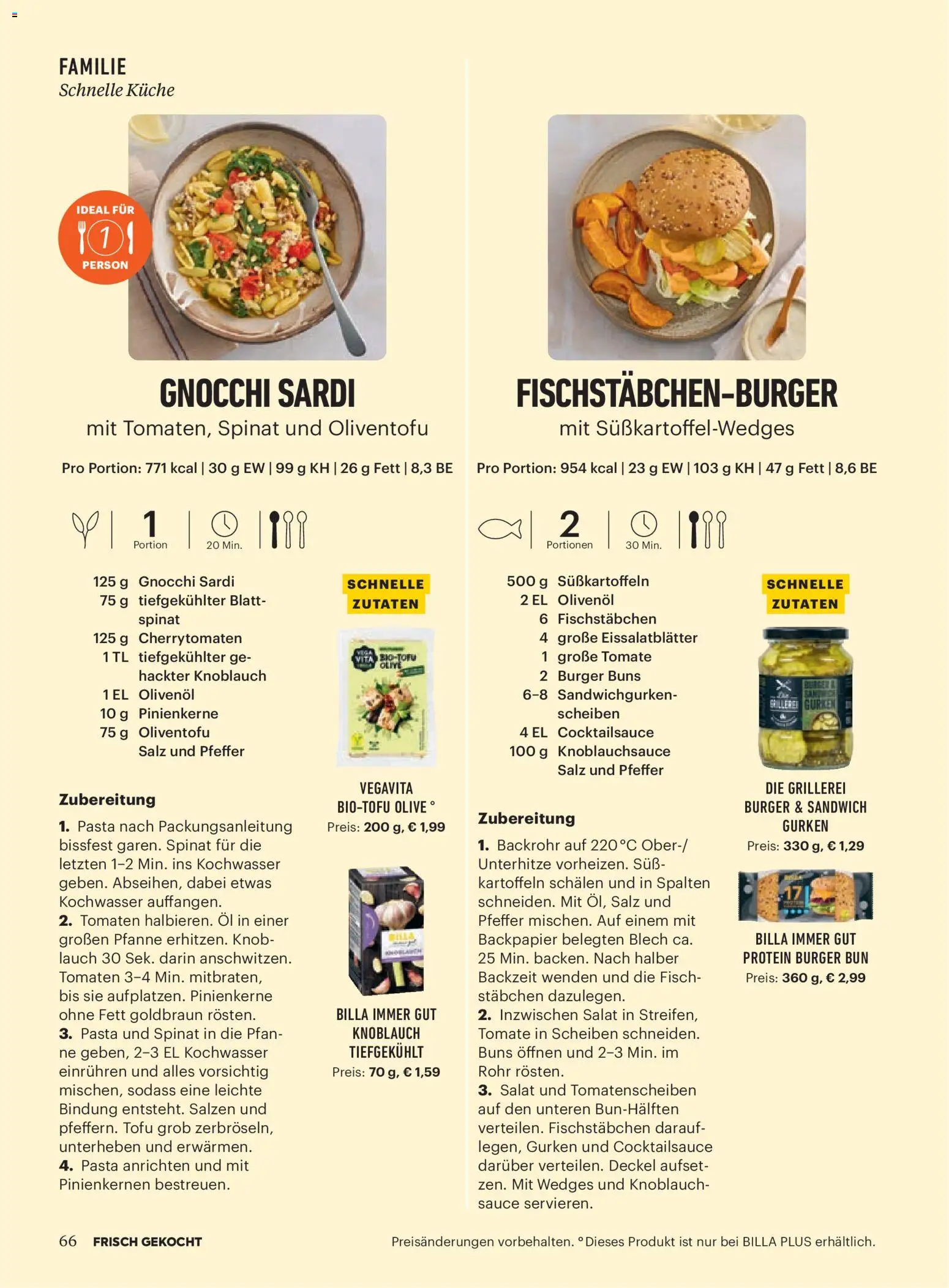 Billa Frisch Gekocht gültig ab 01.05.2026 | Seite: 66 | Produkte: Pasta, Kartoffeln, Knoblauch, Tomaten