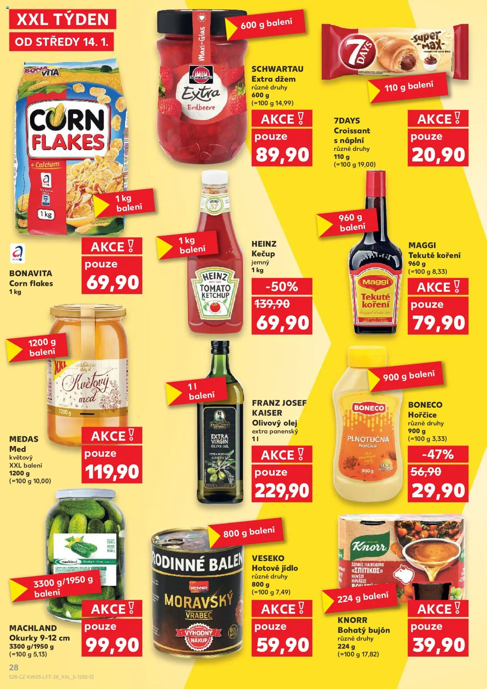 Kaufland leták - Ostrava od 14.01.2026 | Strana: 28 | Produkty: Olivový olej, Med, Bujón, Croissant