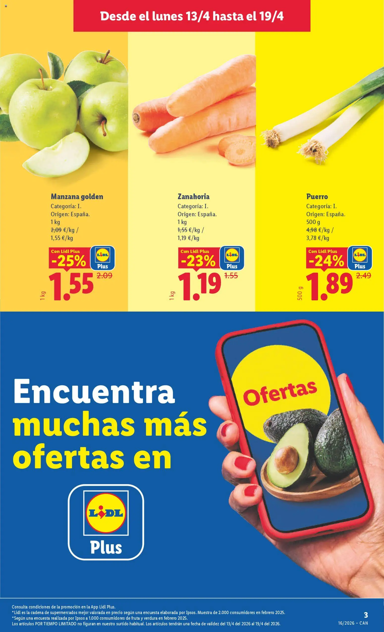 Lidl Canarias │ válido desde el 13.04.2026 | Página: 3 | Productos: Zanahoria, Manzana, Apple