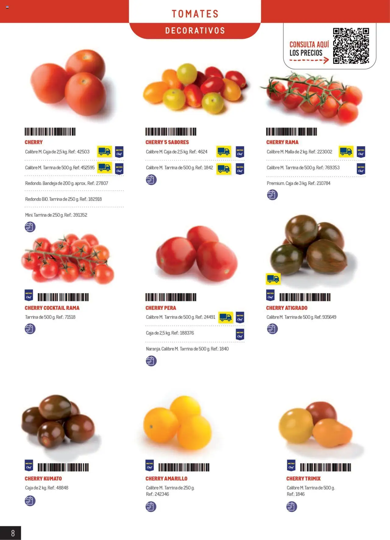 Makro catálogo │ válido desde el 01.01.2025 | Página: 8 | Productos: Tomates, Bandeja, Caja