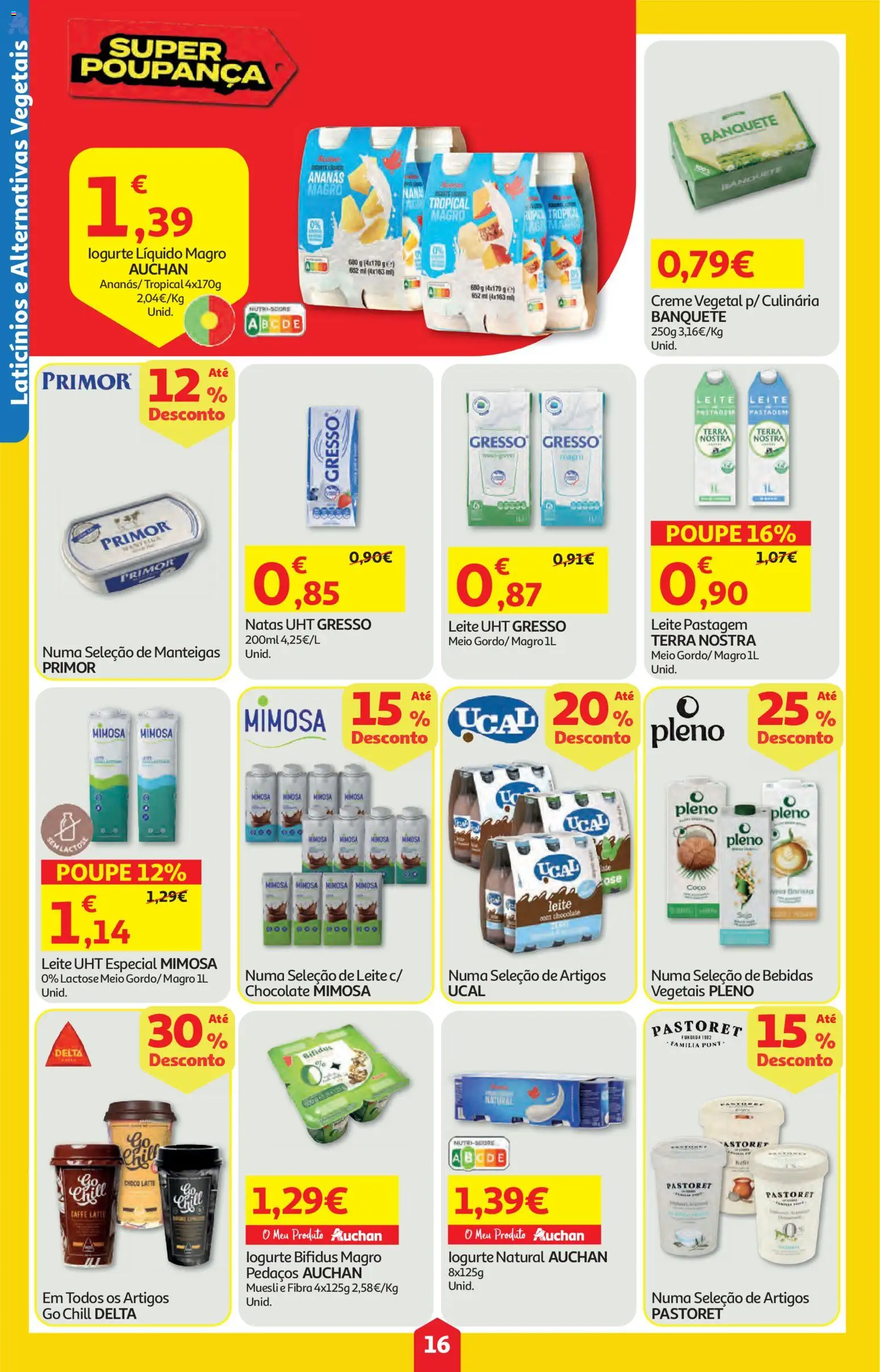 Auchan folheto │ válido de 12.03.2026 | Página: 16 | Produtos: Leite, Chocolate, Creme, Natas