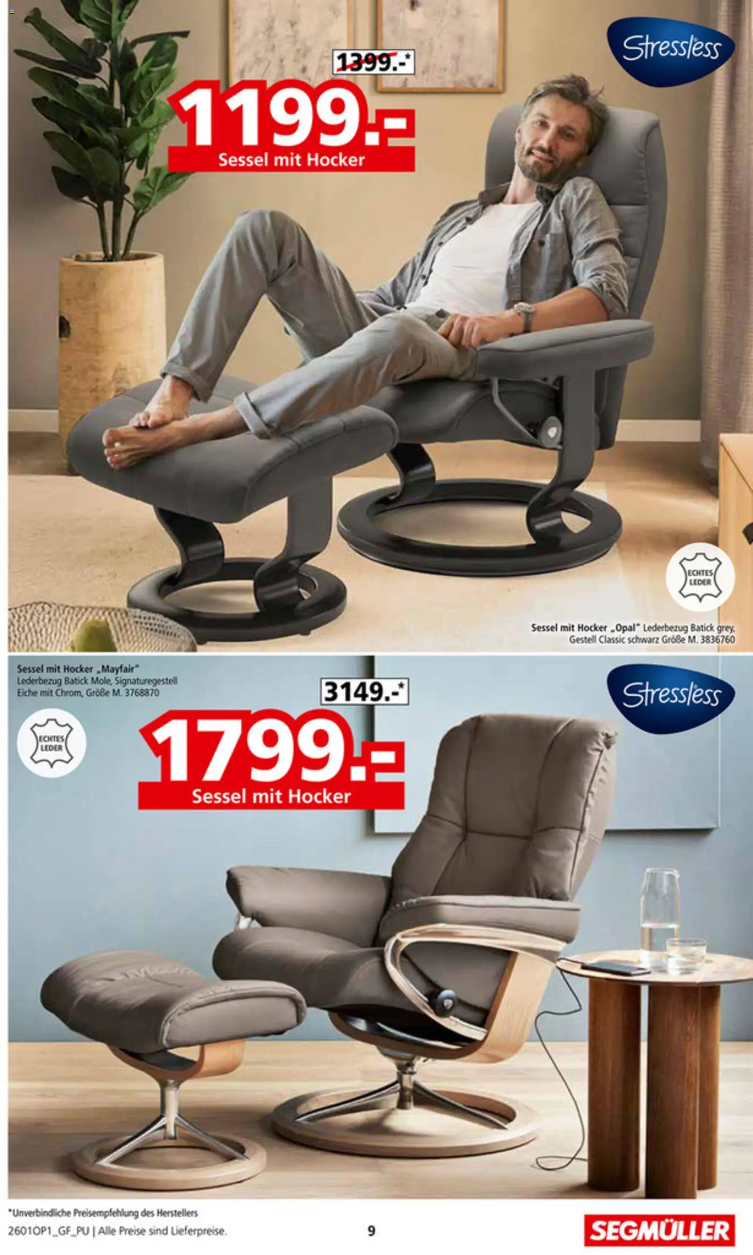 Segmüller Sessel Spezial – gültig ab 29.12.2025 | Seite: 9 | Produkte: Hocker, Sessel