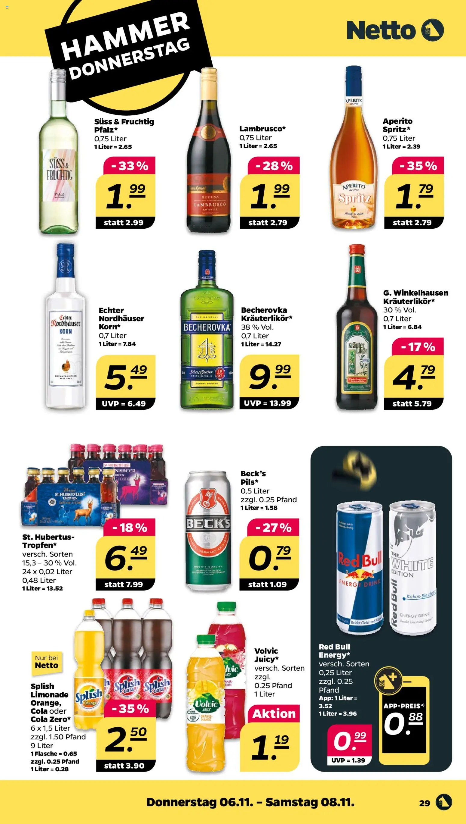 Netto Prospekt 	 – gültig ab 02.11.2025 | Seite: 31 | Produkte: Red bull, Cola, Limonade, Mango