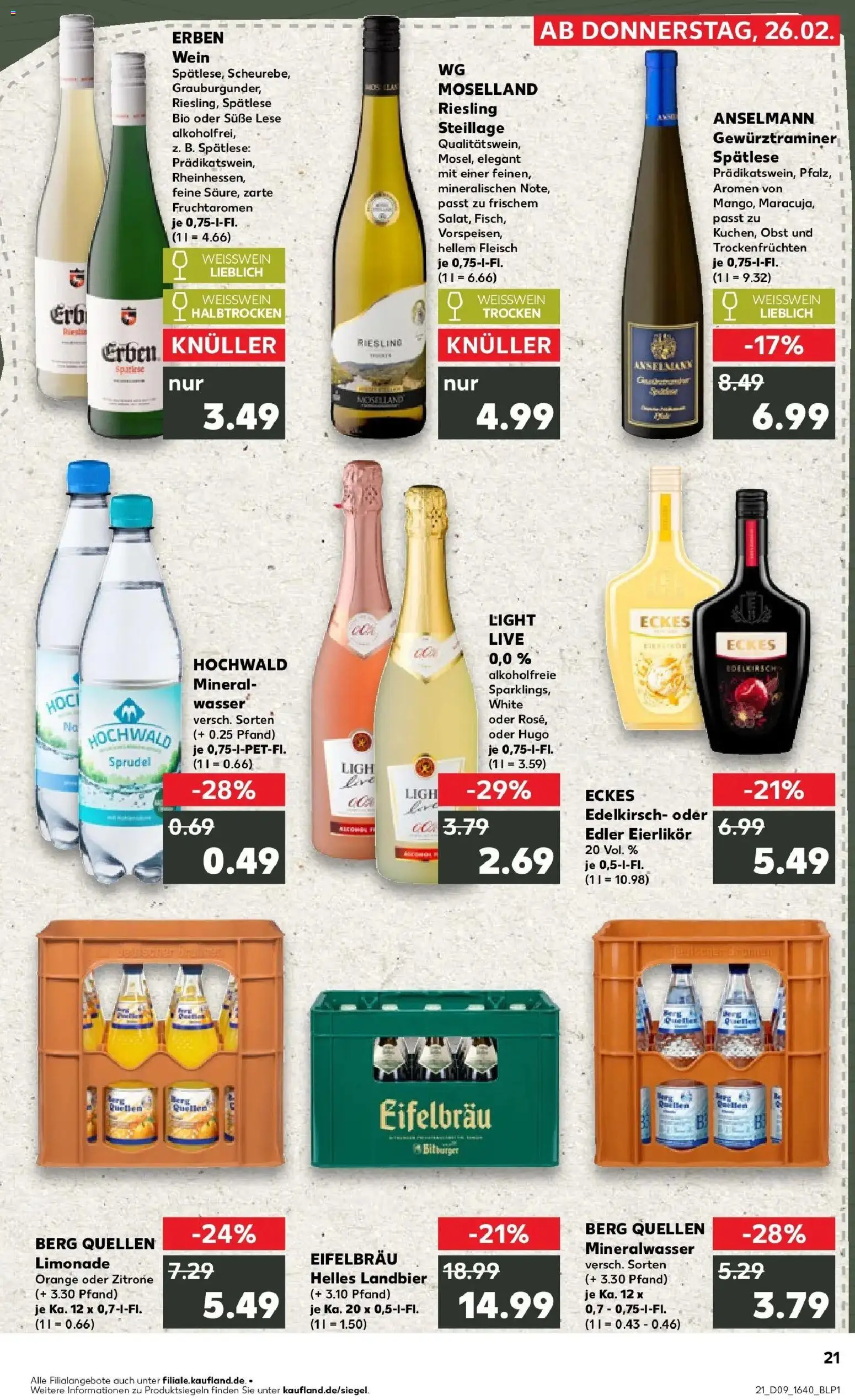 Kaufland prospekt Westerburg	 – gültig ab 26.02.2026 | Seite: 21 | Produkte: Limonade, Mineralwasser, Zitrone, Wein