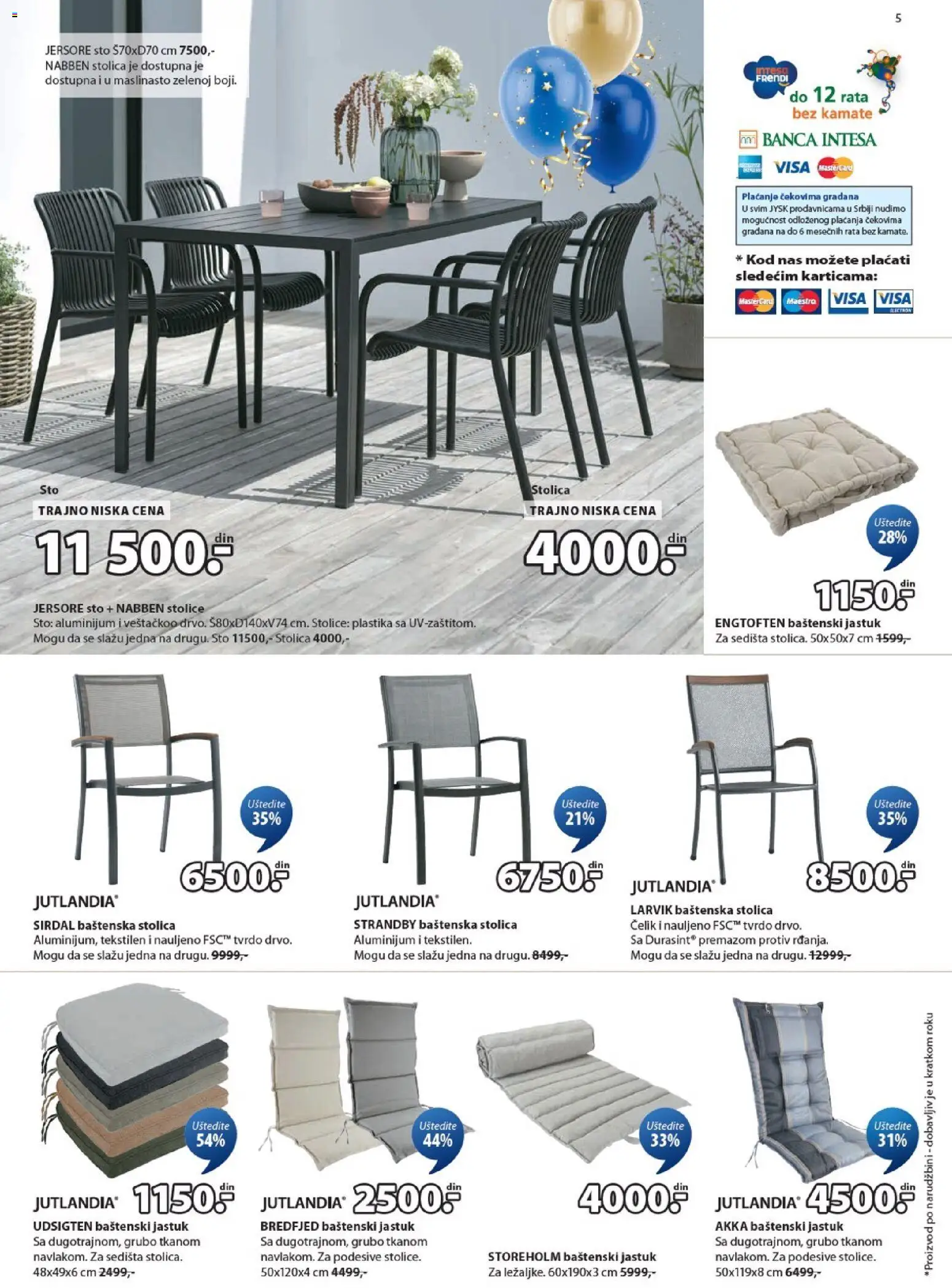 Jysk katalog - važi od 18.03.2026 | Strana: 5 | Proizvode: Baštenska stolica, Jastuk, Sto, Stolica