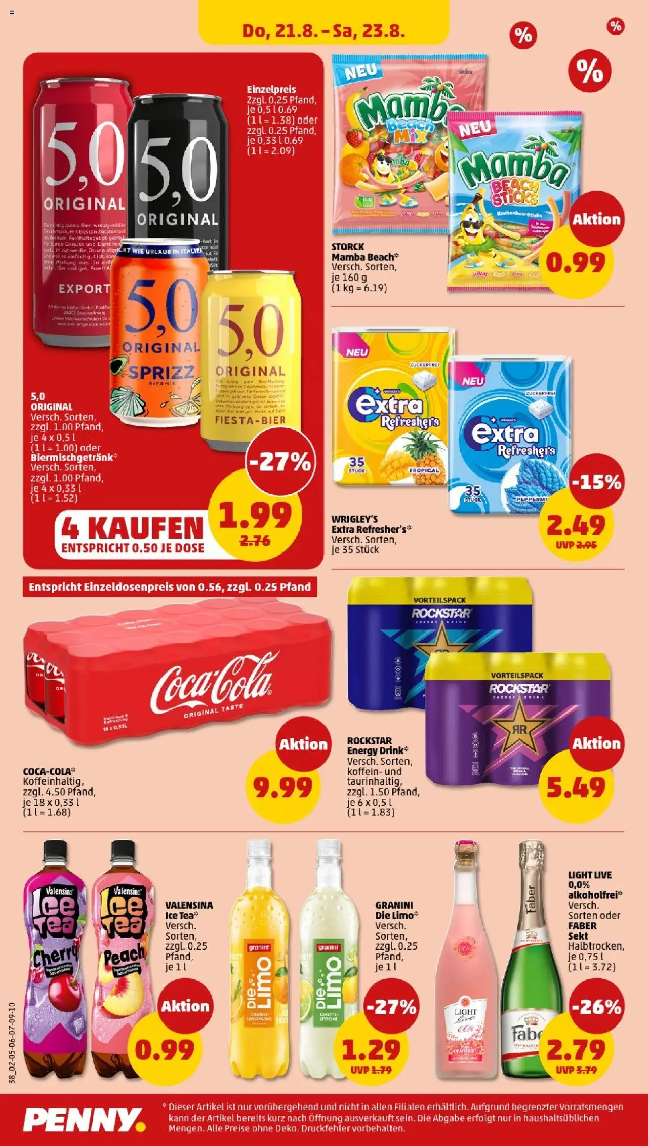 Penny - Saarland - gültig ab dem 18.08.2025 | Seite: 34 | Produkte: Bier, Sekt, Rockstar, Valensina