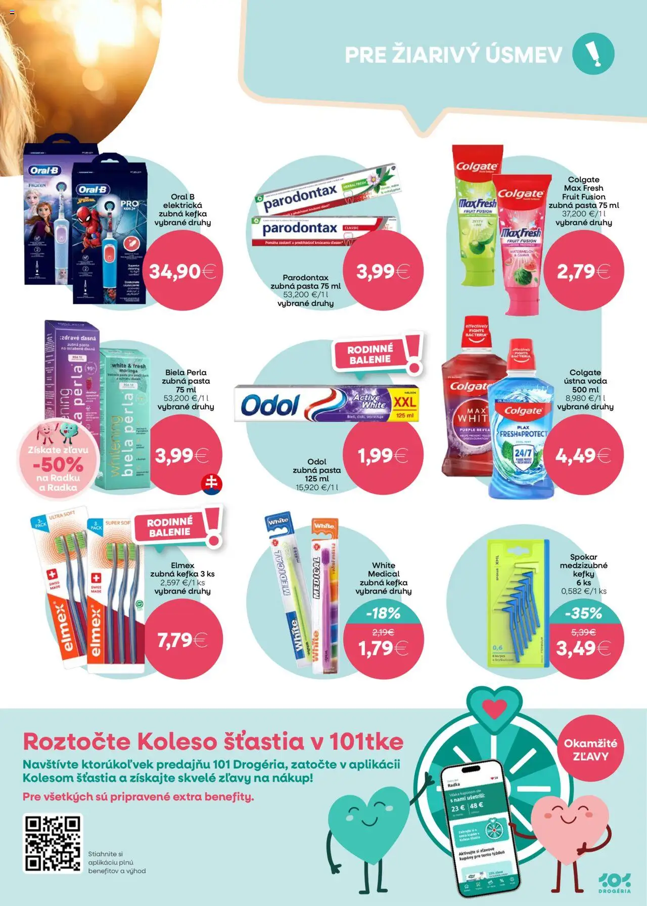 Nové 101 drogerie akcie – leták je platný od 15.10.2025 | Strana: 7 | Produkty: Zubná kefka, Zubná pasta, Ústna voda