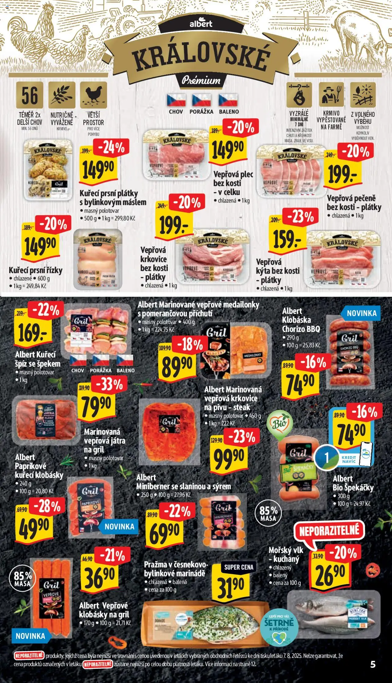 Albert leták - Supermarket od 13.08.2025 | Strana: 10 | Produkty: Steak, Vepřová plec, Krkovice, Chorizo