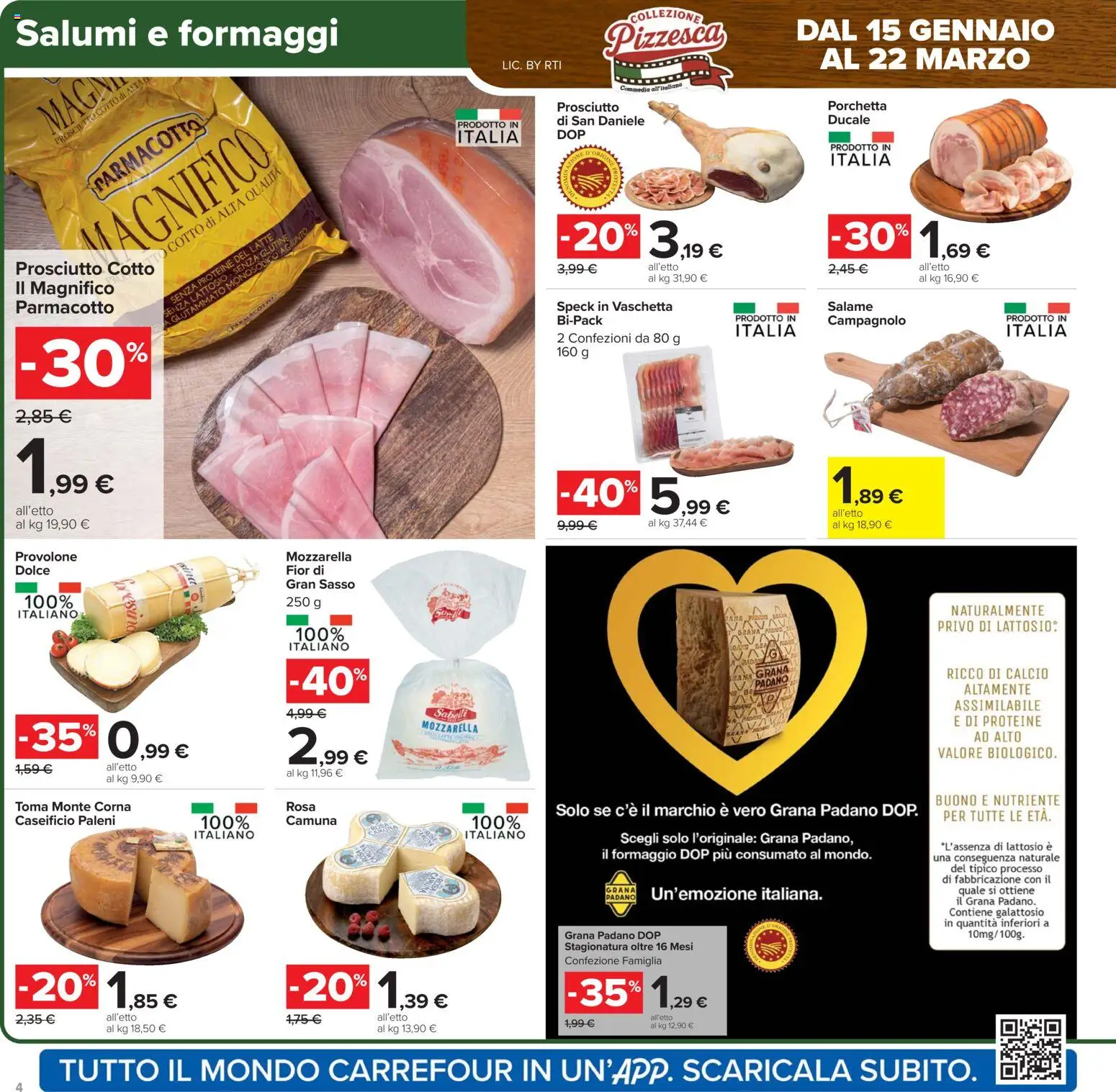 Volantino Carrefour del 27.01.2026 | Pagina: 4 | Prodotti: Speck, Provolone, Mozzarella, Prosciutto