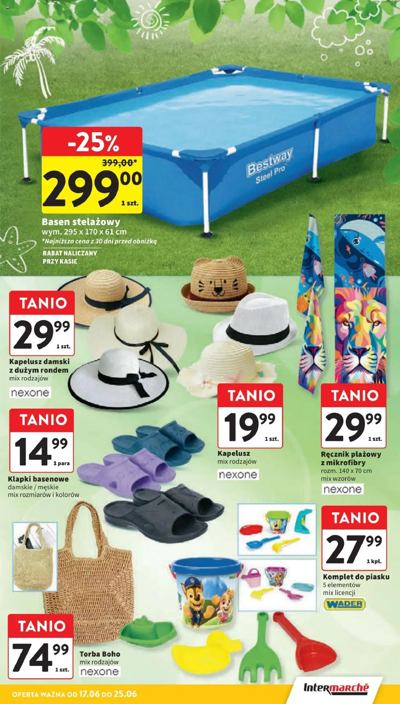 Intermarche Gazetka od 17.06.2025 | Strona: 45 | Produkty: Klapki, Kapelusz, Torba, Basen