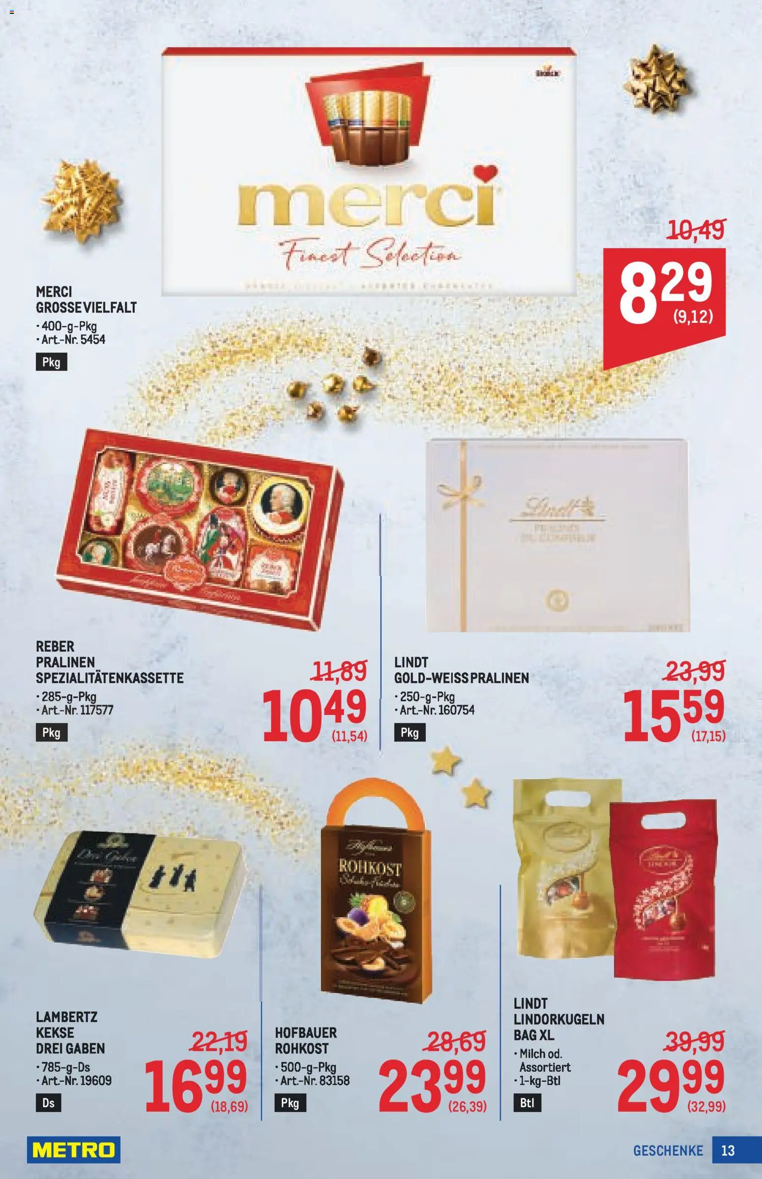 Metro Geschenke Spezial gültig ab 27.11.2025 | Seite: 13 | Produkte: Kekse, Milch