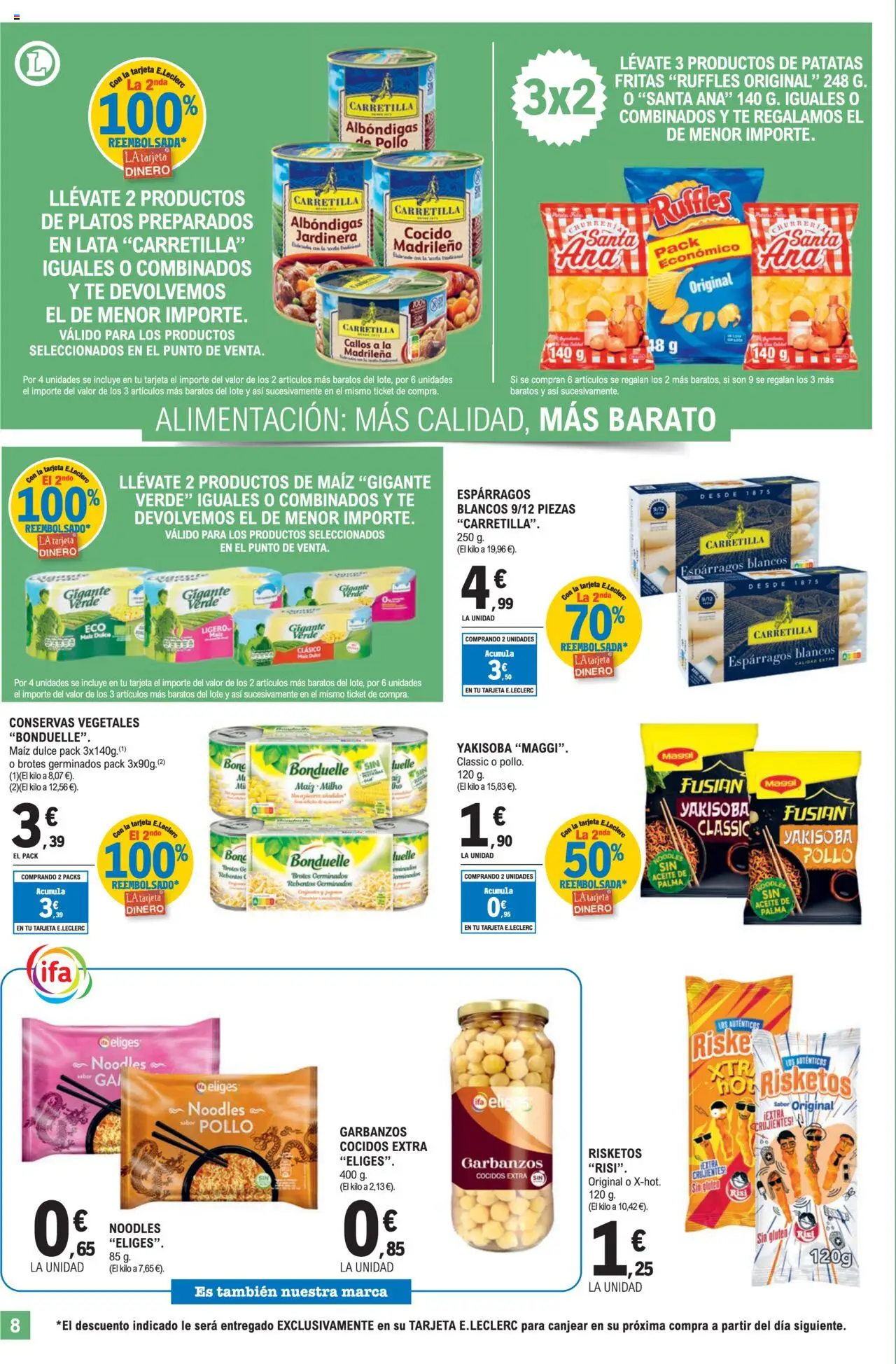 E.Leclerc folleto │ válido desde el 30.07.2025 | Página: 8 | Productos: Aceite, Jardinera, Νερό καρύδας, Té