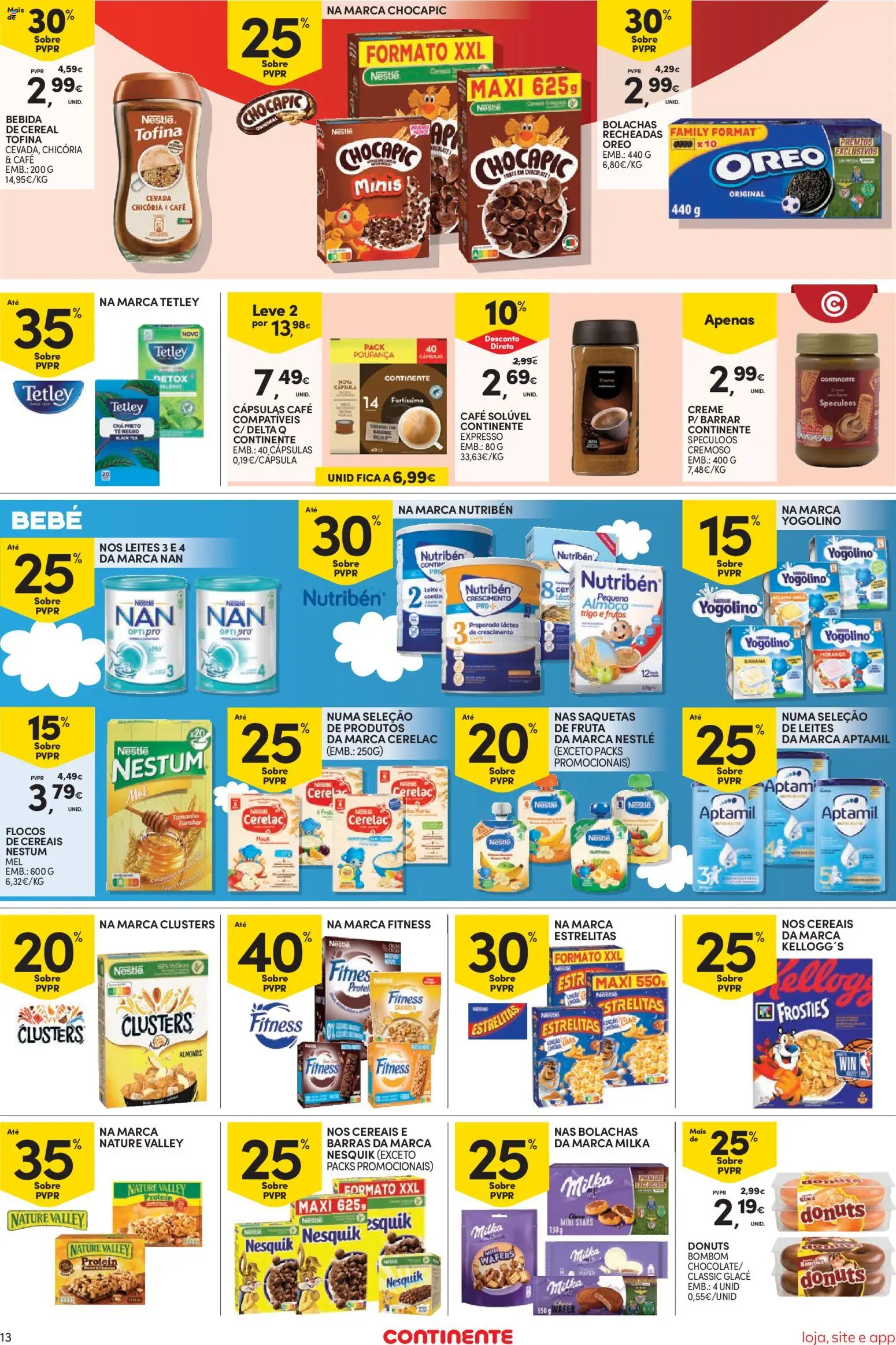 Continente Semanal Continente Bom Dia │ válido de 14.04.2026 | Página: 13 | Produtos: Bombom, Cápsulas café, Café, Bebida