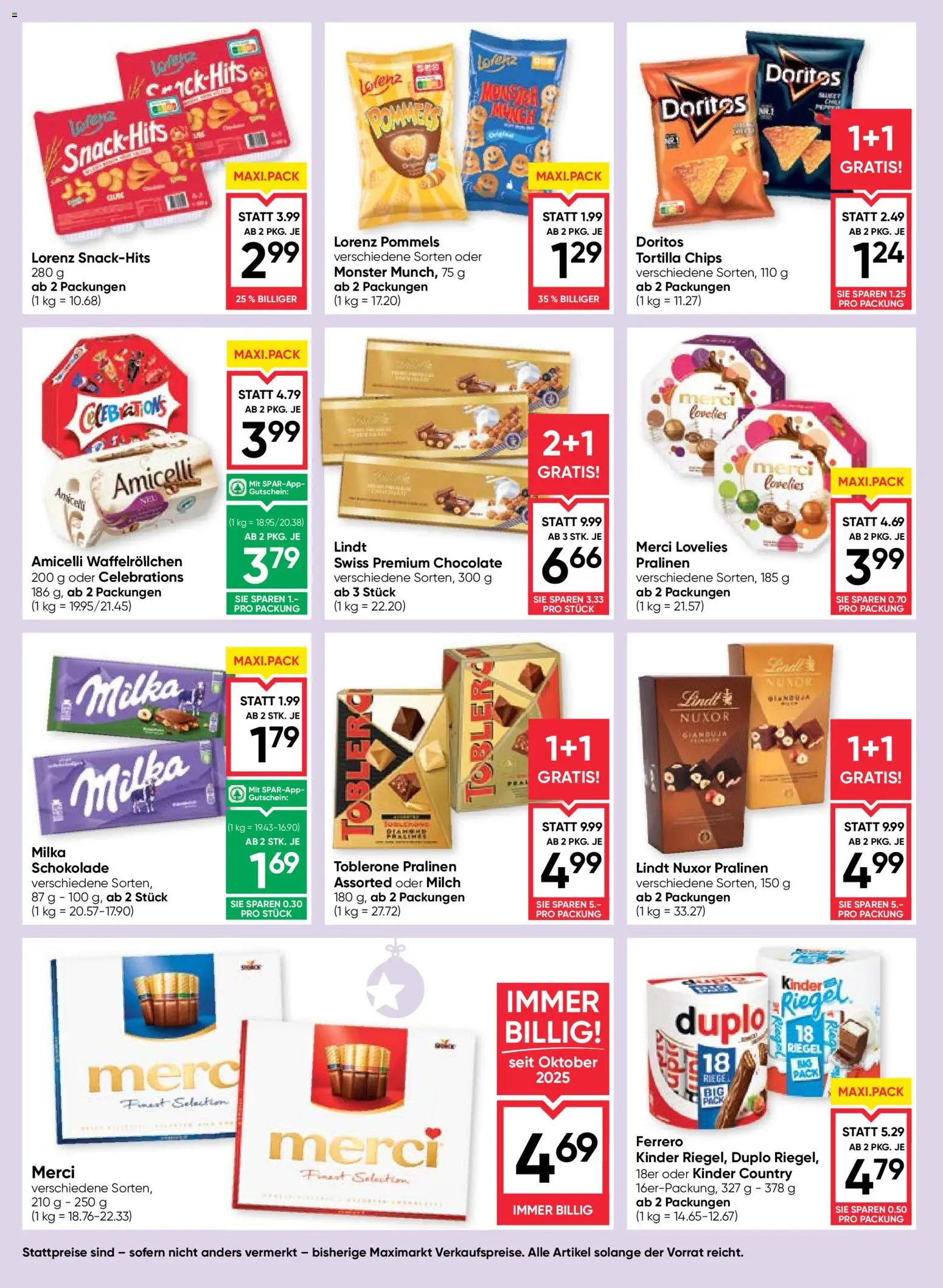 Maximarkt Flugblatt gültig ab 11.12.2025 | Seite: 12 | Produkte: Chips, Milch, Schokolade