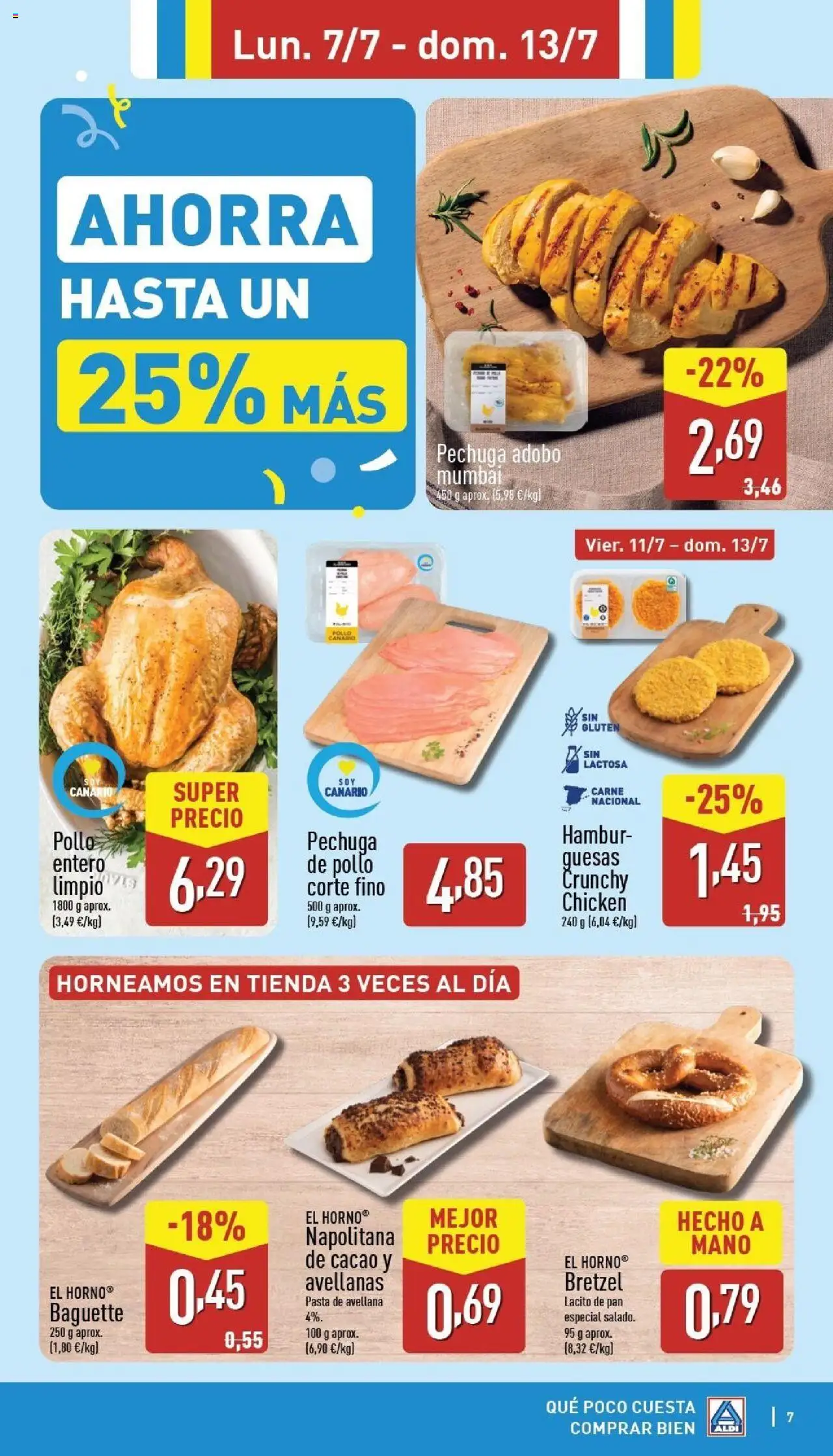 Aldi folleto Canarias │ válido desde el 07.07.2025 | Página: 7 | Productos: Pan, Pasta, Horno, Φρυγανιές σικάλεως