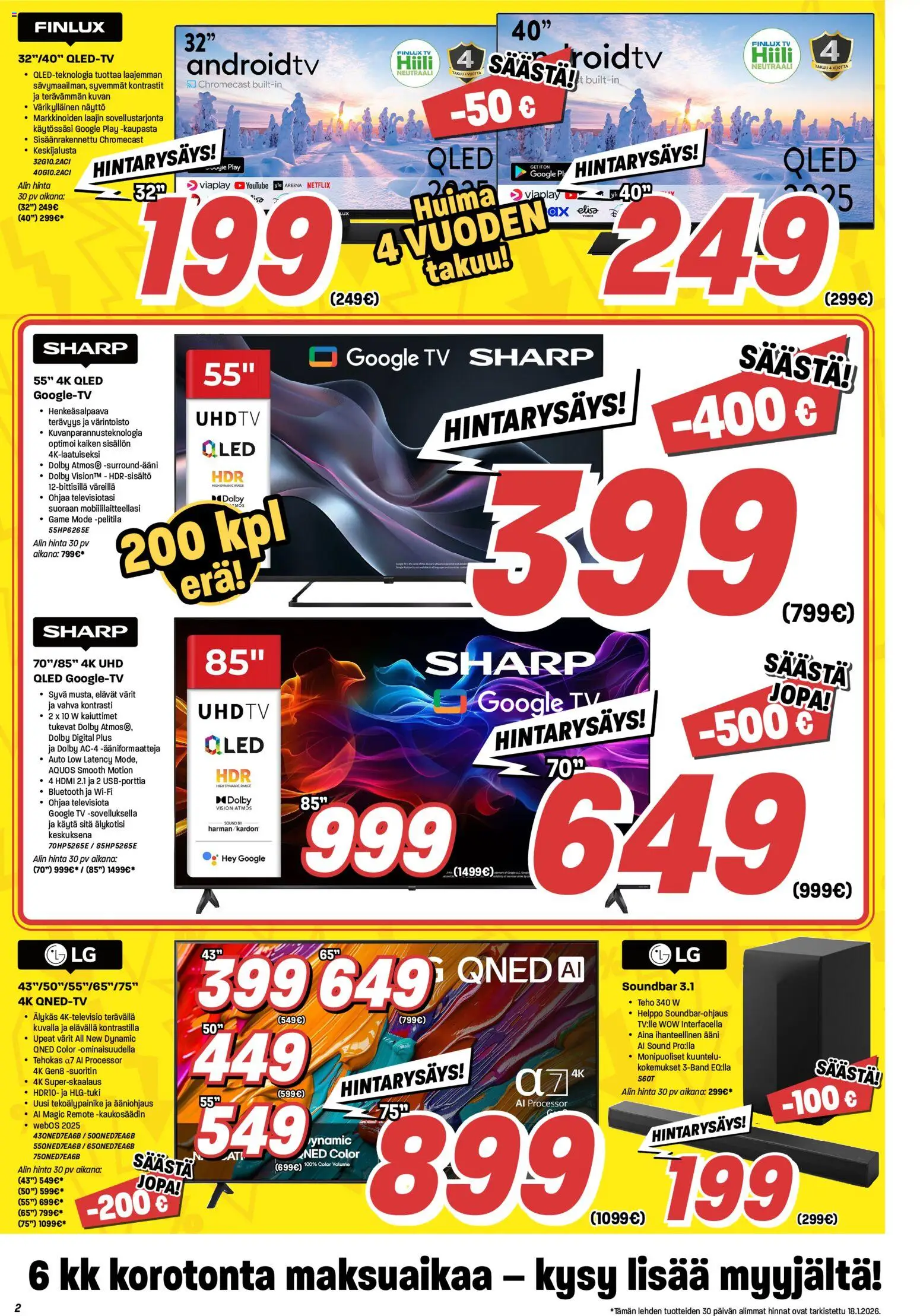 Veikon Kone tarjoukset – voimassa 19.01.2026 alkaen | Sivu: 2 | Tuotteet: Kaukosäädin, Soundbar, Näyttö, TV