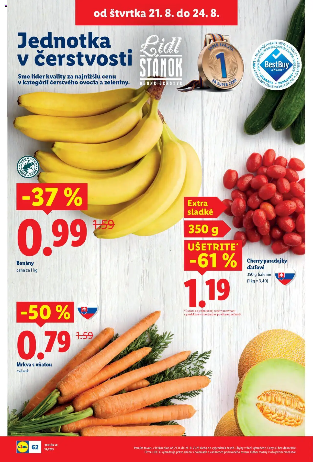 Lidl leták │ platný od 18.08.2025 | Strana: 66 | Produkty: Paradajky, Banány, Mrkva, Cherry paradajky
