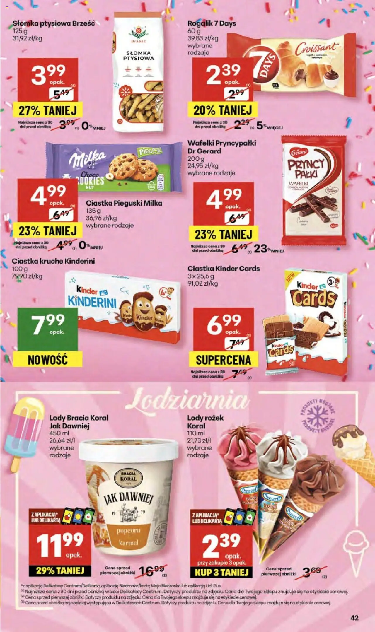 Delikatesy Centrum Gazetka od 02.10.2025 | Strona: 42 | Produkty: Ciastka kruche, Słomka ptysiowa, Milka, Kinder cards