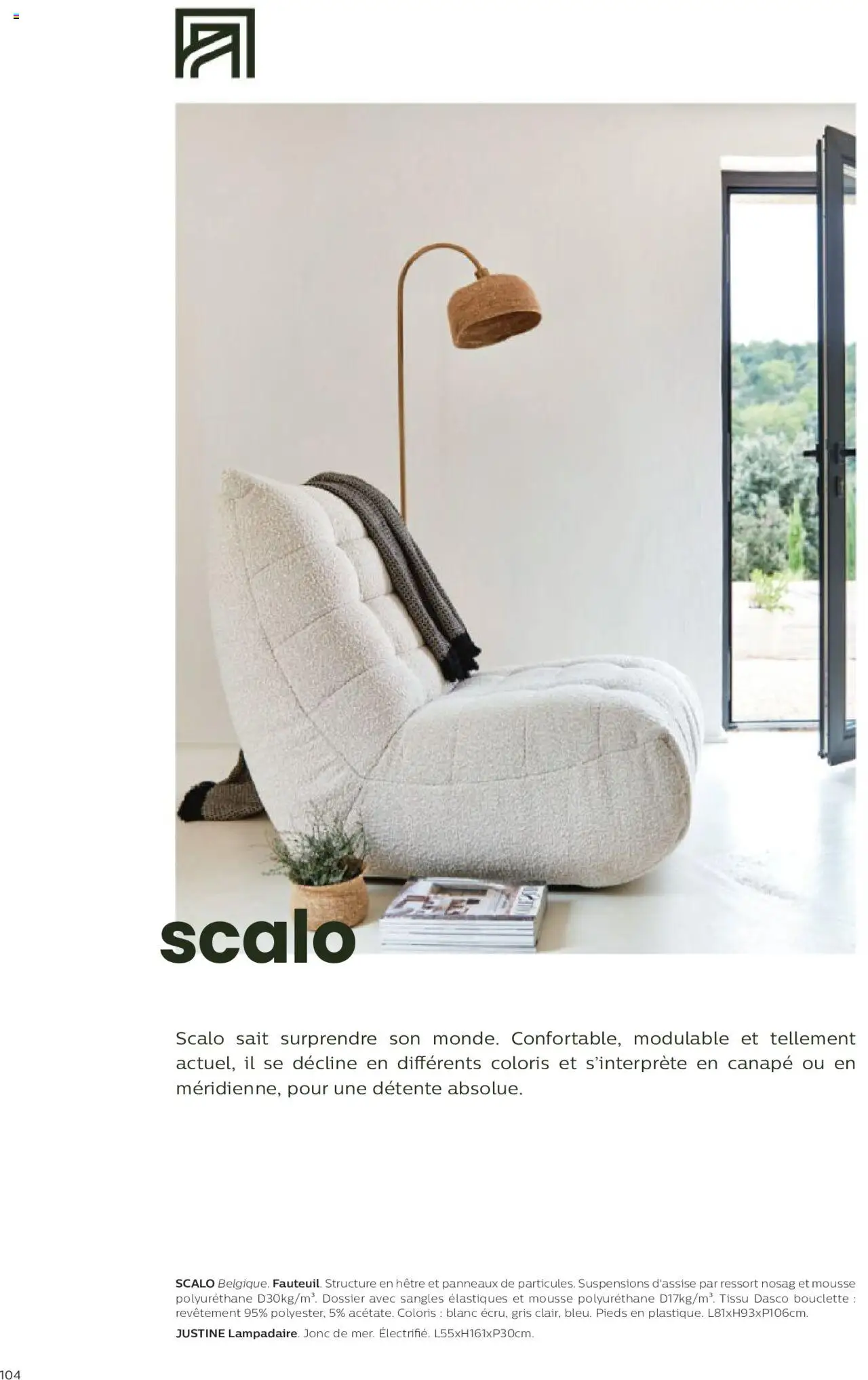 {H1} | Page: 104 | Produits: Mousse, Canapé, Élastiques