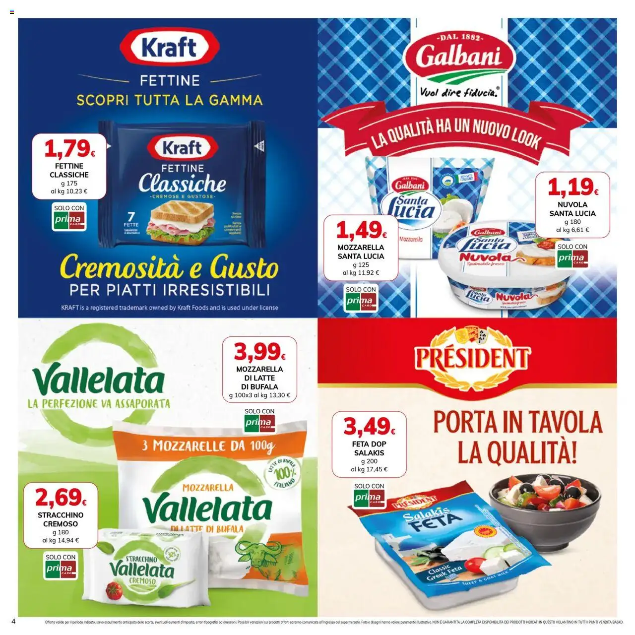 Volantino Basko del 03.06.2025 | Pagina: 4 | Prodotti: Mozzarella, Latte, Stracchino, Feta