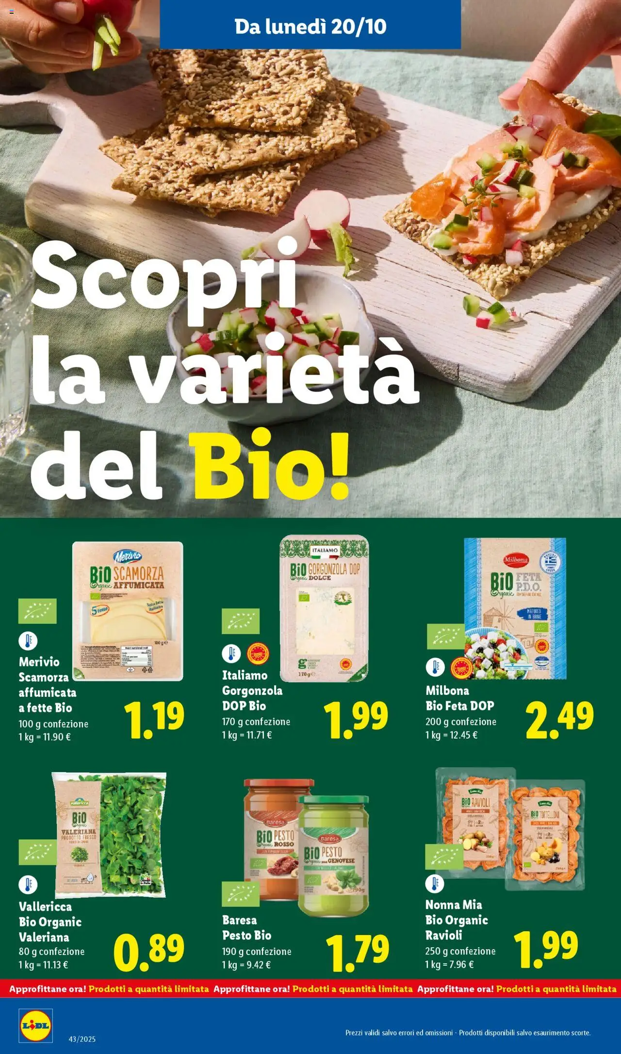 Volantino Lidl del 20.10.2025 | Pagina: 18 | Prodotti: Valeriana, Ravioli, Tortelloni, Gorgonzola