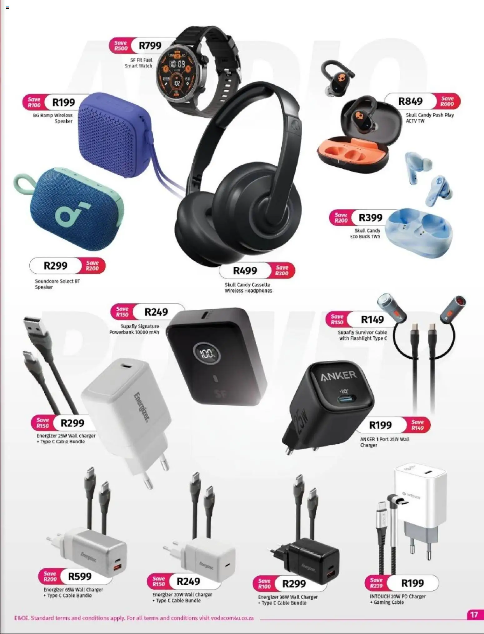 New Vodacom catalogue – valid from 02.04.2026 | Page: 17 | Products: Powerbank, Headphones, Speaker, Charger